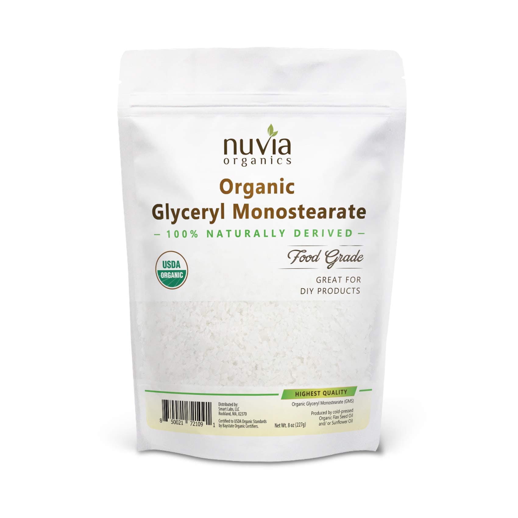 Nuvia OrganicsGlyceryl Monostearate - USDA Certified Organic, 100% Naturally Plant Derived; 8 oz