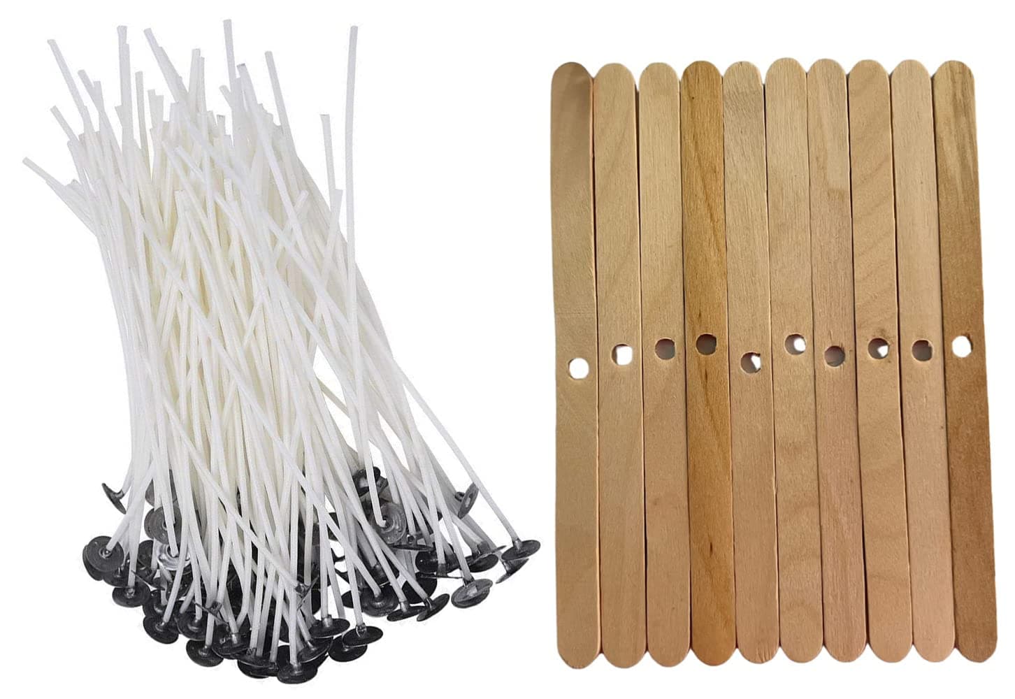 Candle Wick for Candle Making, 50 Pieces, 7 inch & Wick Holder for Candle Making 10