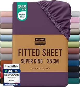 Utopia Bedding Fitted Sheet Super King, Purple - Deep Pocket 14 inch (35 cm) - Easy Care - OEKO-TEX Certified - Soft Brushed Microfibre Fabric - Shrinkage and Fade Resistant - Bottom Sheet