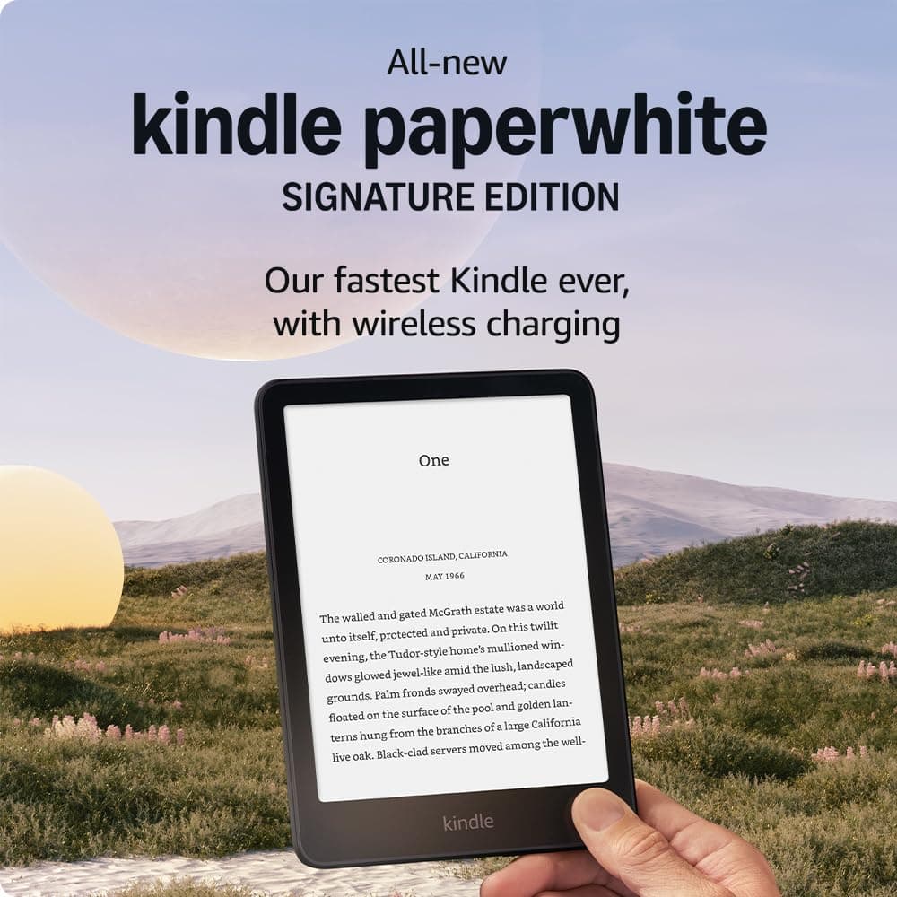 Amazon Kindle Paperwhite Signature Edition (32 GB) – Our fastest Kindle with an auto-adjusting front light, wireless charging and weeks of battery life – Metallic Black + Kindle Unlimited