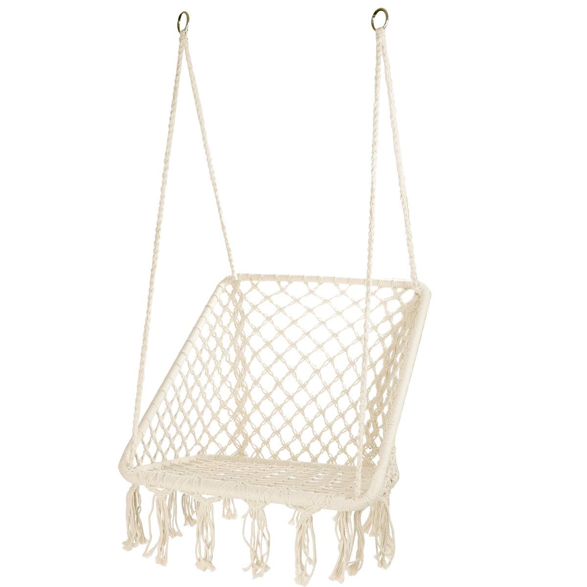 CCTRO Hammock Chair Macrame Swing,Boho Style Rattan Chair Hanging Macrame Hammock Swing Chairs for Indoor/Outdoor Home Patio Porch Yard Garden Deck,265 Pound Capacity (S Beige)