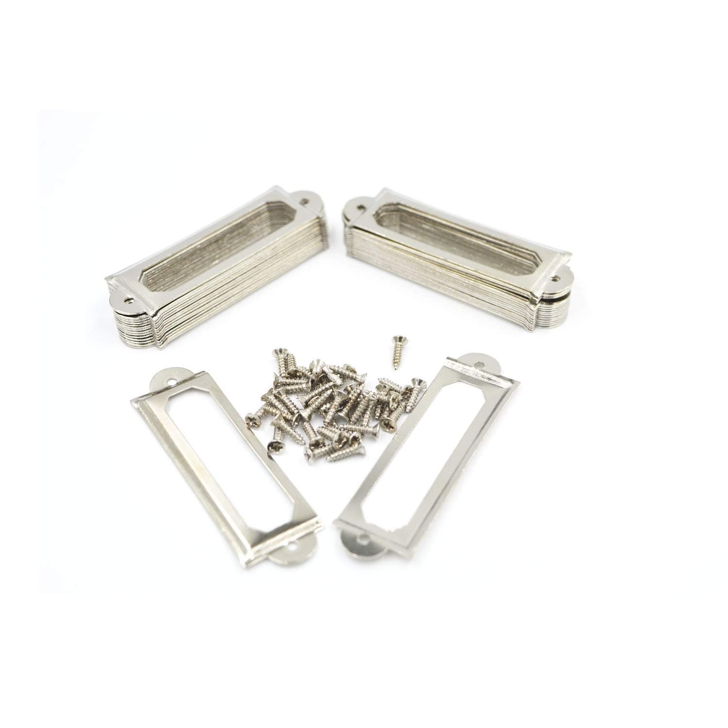 50Pack Office Library File Drawer Cabinet Card Tag Label Card Holder Drawer Pull/Label Holders/Label Frames Card/Label Holder Modern Label Holders Metal Frame(Silver Tone)