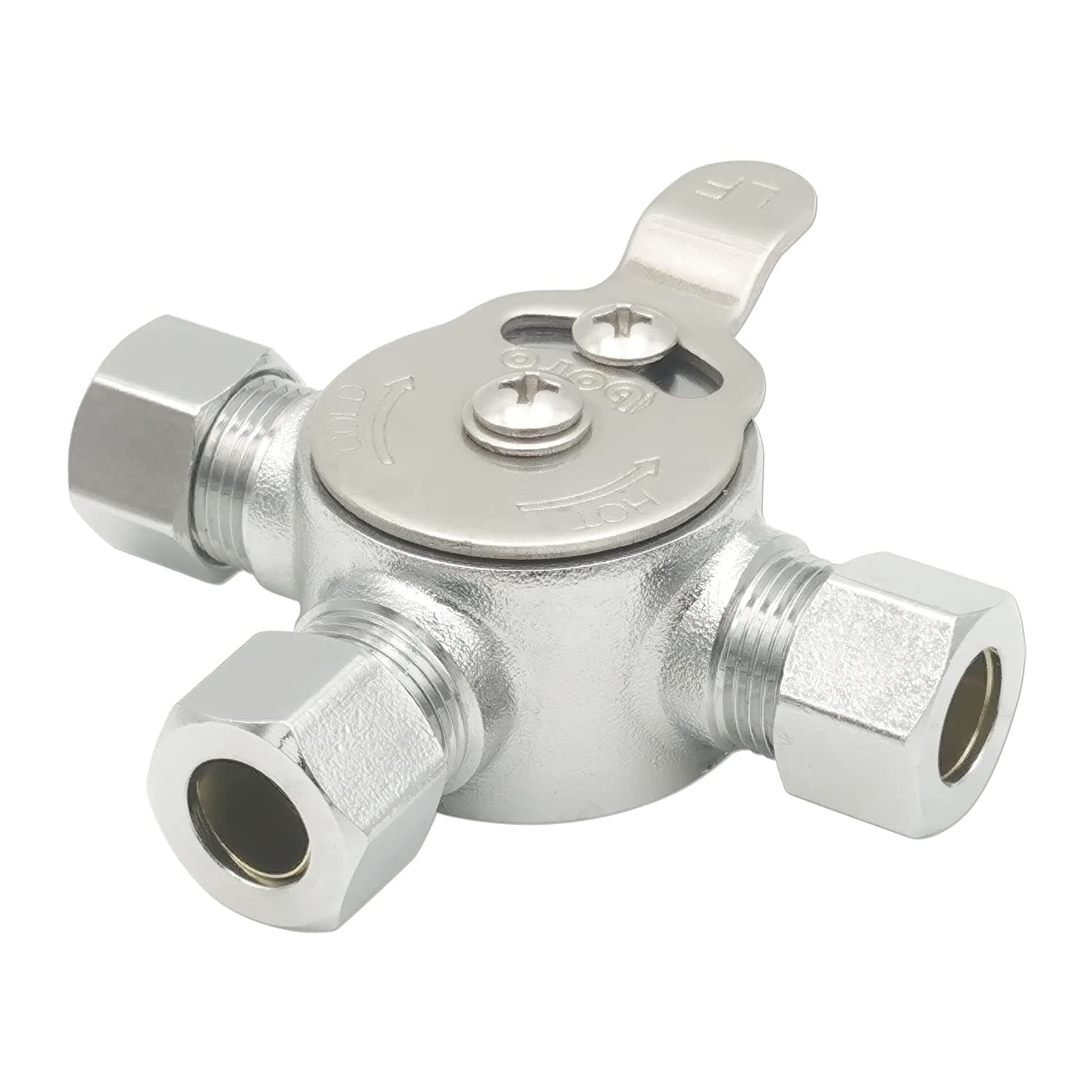 HYDRO MASTER Mechanical Water Mixing Valve, 3/8" Compression Fittings on inlets and Outlet