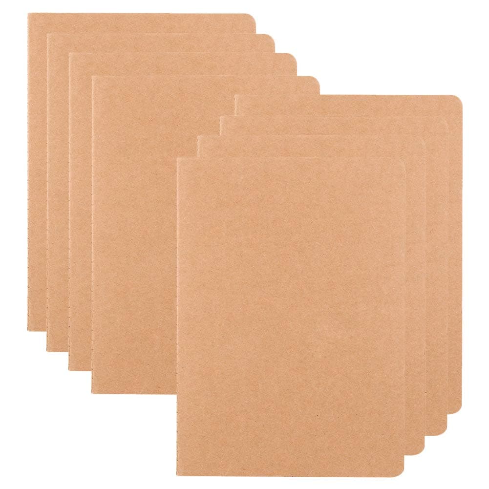 Notebooks/Journals Bulk of 8, Soft Kraft Cover Memo Notepads Diary Subject Notebooks Planner with Lined Paper, College Ruled, 30 Sheets/60 Pages, 8.3x5.5 inch, A5 Size, Travel Journal Set