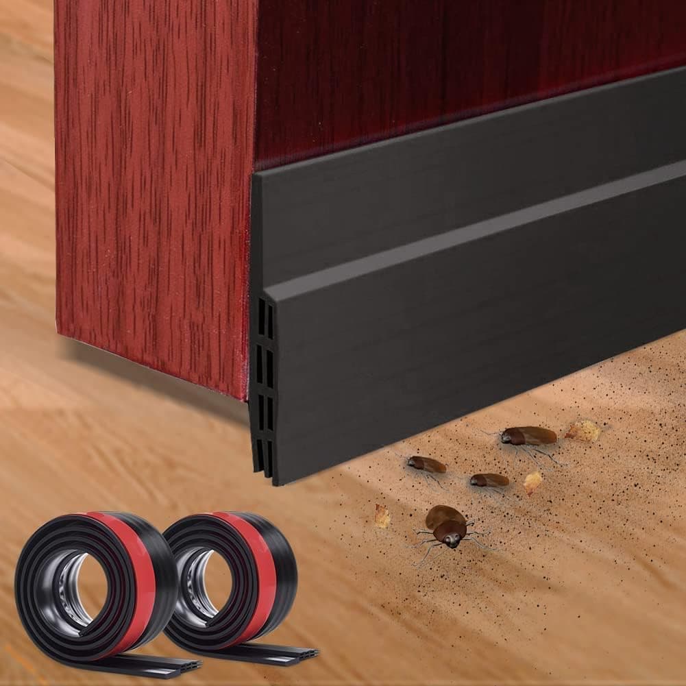 2PC Silicone Door Draft Stopper – 39 inches Door Seal Strip for Under Door Seal Gap Interior & Exterior Doors Weather Stripping Soundproof