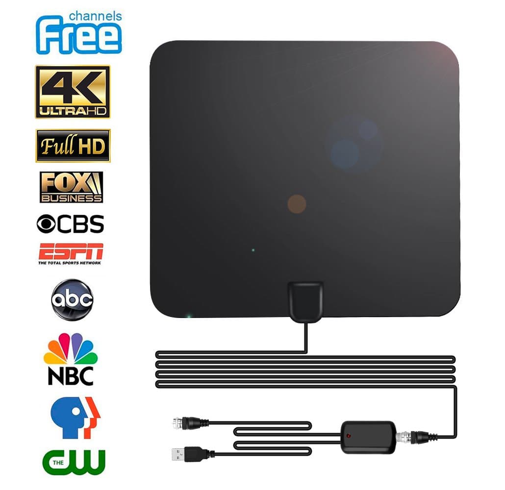 TV Antenna Digital Antenna For HDTV Indoor 60miles Range with Detachable Amplifier Signal Booster High Reception Clearview TV Antenna with High Performance Coax Cable for 4K 1080P Free Local Channels
