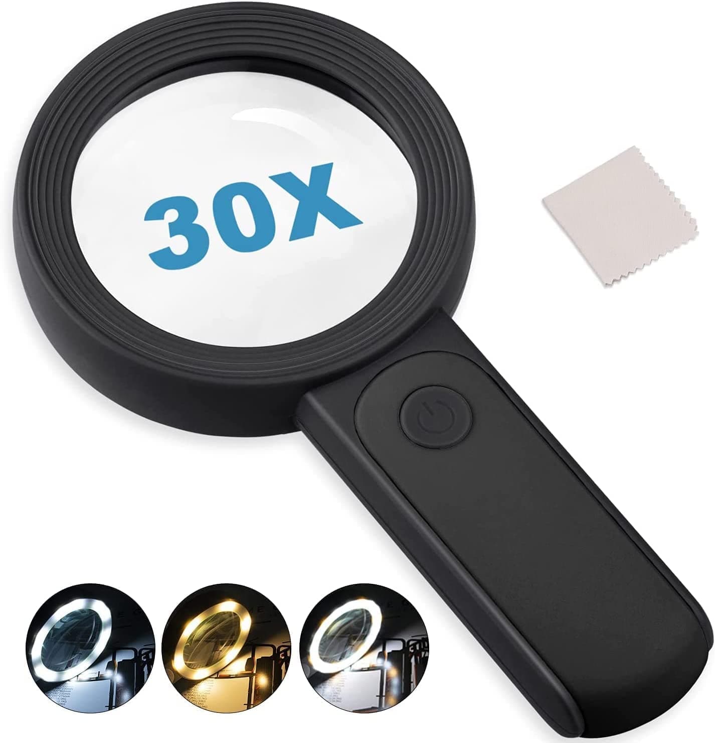 Nazano Magnifying Glass with Light 3X 45X High Magnification, Handheld & Lightweight, LED Illuminated Magnifier for Reading, Jewelers, Coins, Stamps, Hobbies & Crafts