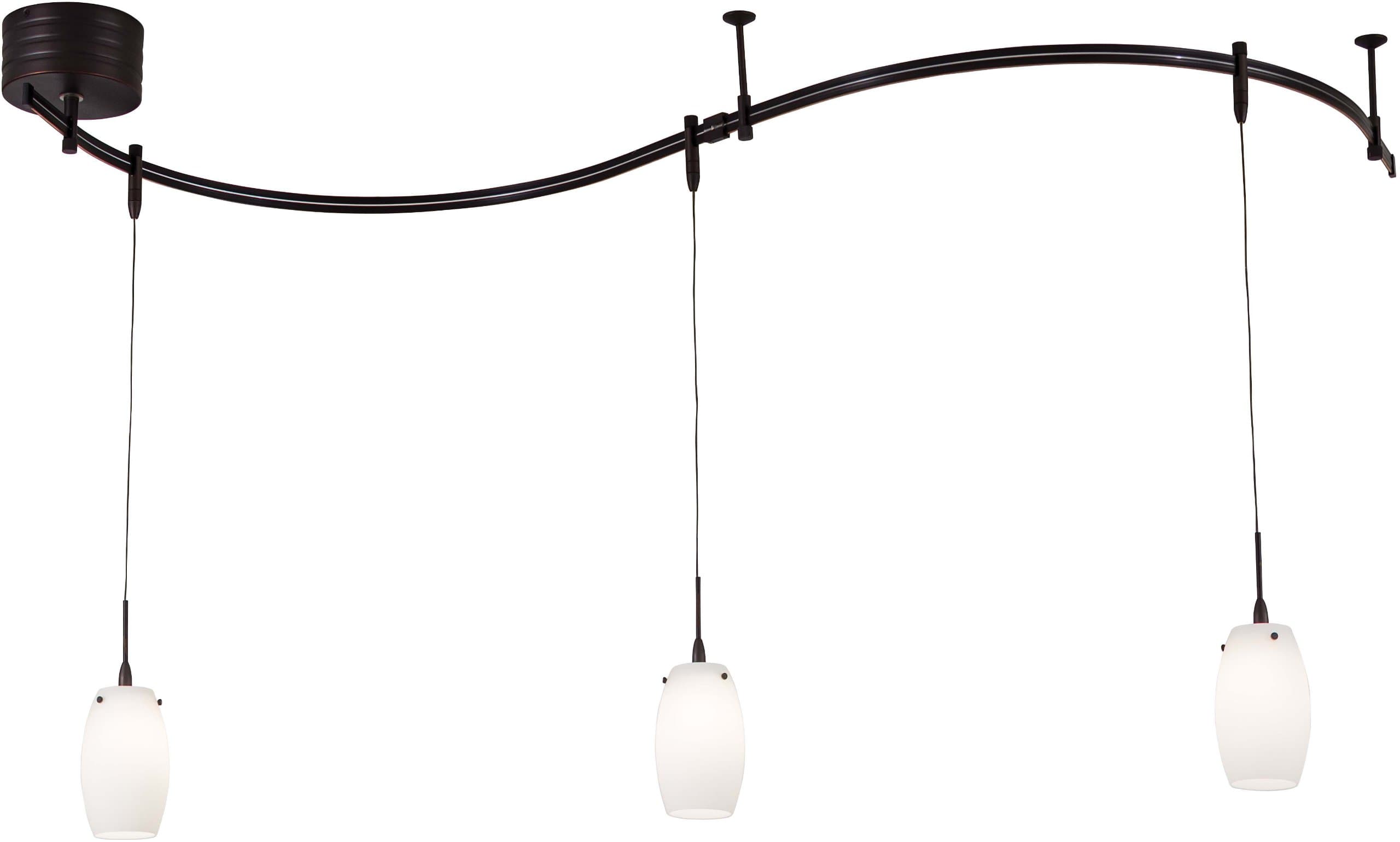 George Kovacs Lighting P8003-1-467 Three Light Low Voltage Mini Pendant Rail Kit, Sable Bronze Patina Finish with White Acid Etched Glass
