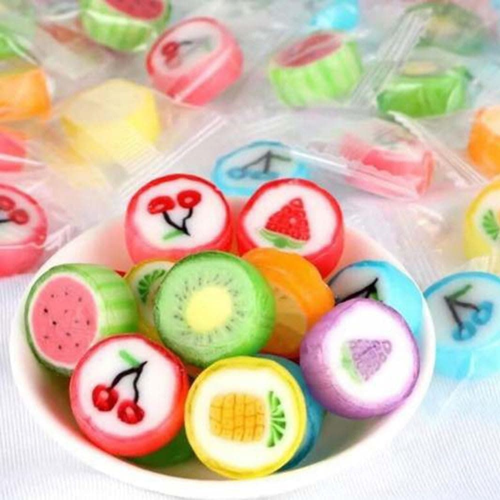 Fruit Slices Candy - Hard Bulk 1 Lb Bag Of Individually Wrapped Small (Approx. 113 Pcs) Candies Assortment Great For Buffet Office Treat Bags