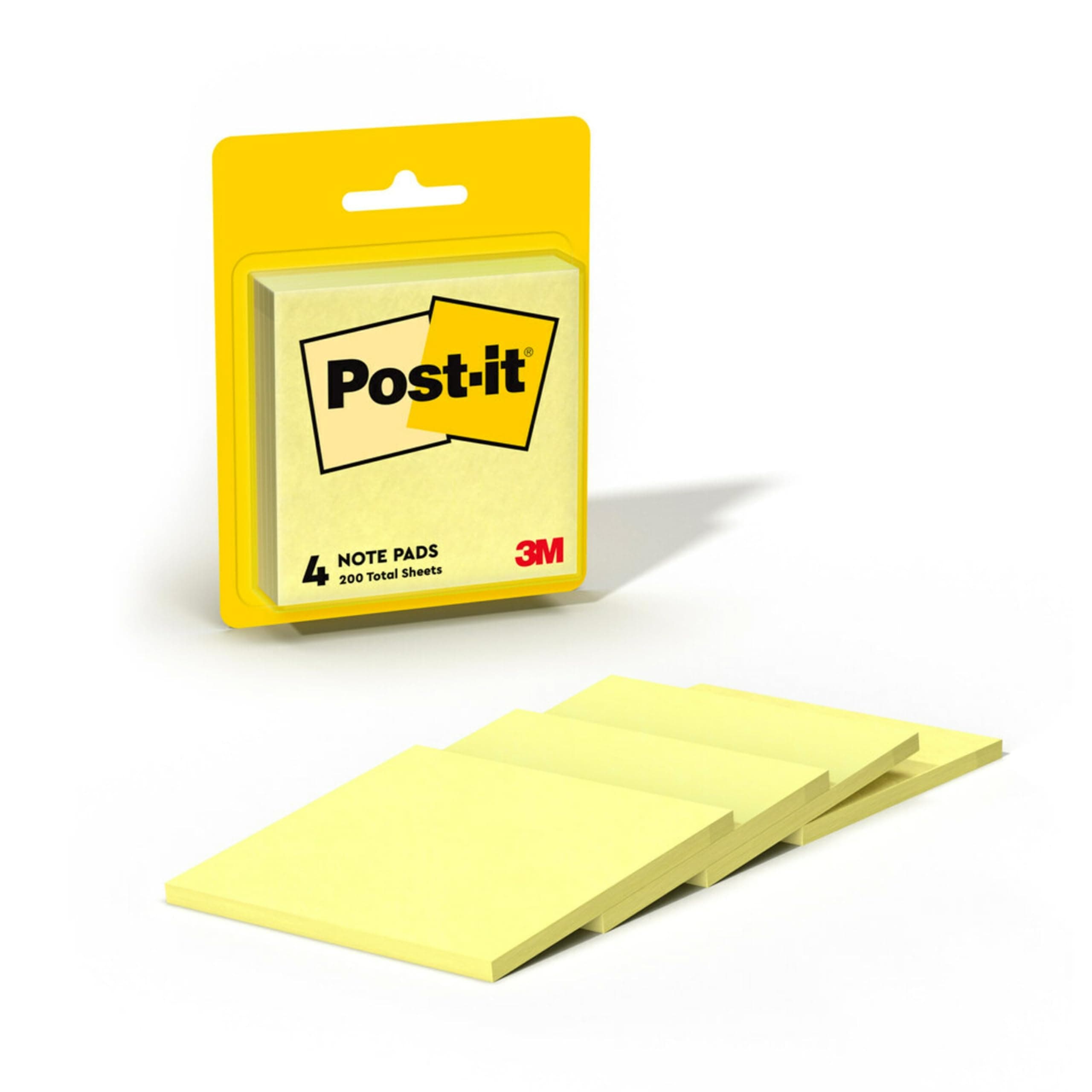 Notes, 3 in x 3 in, 4 Sticky Notes Pads, 50 Sheets per Pad, The Iconic Canary Yellow Note, School Supplies and Oﬃce Products
