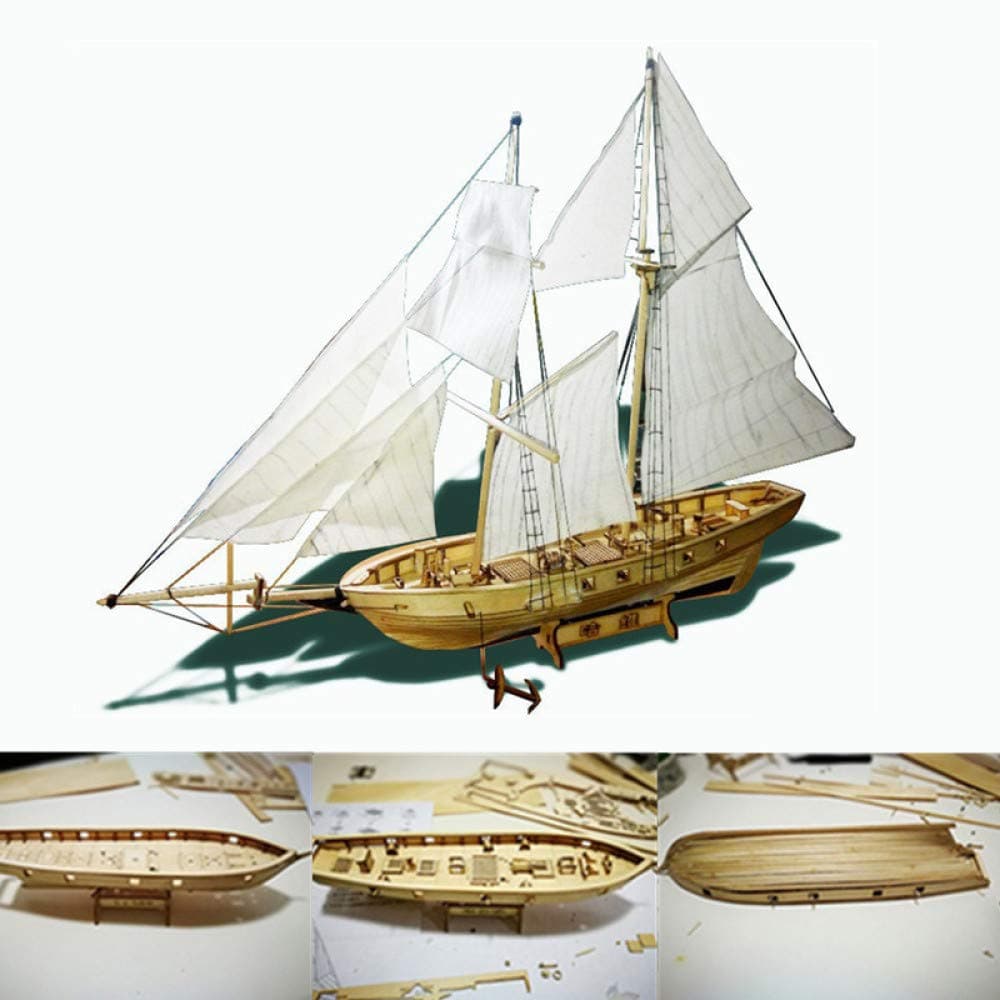 Wooden Model Ships Kits to Build for Adults, Wooden Ship Model Kit, 1/100 Scale Wooden Wood Sailboat Ship Kits for Collections Handmade Competition Boat Model Hobby