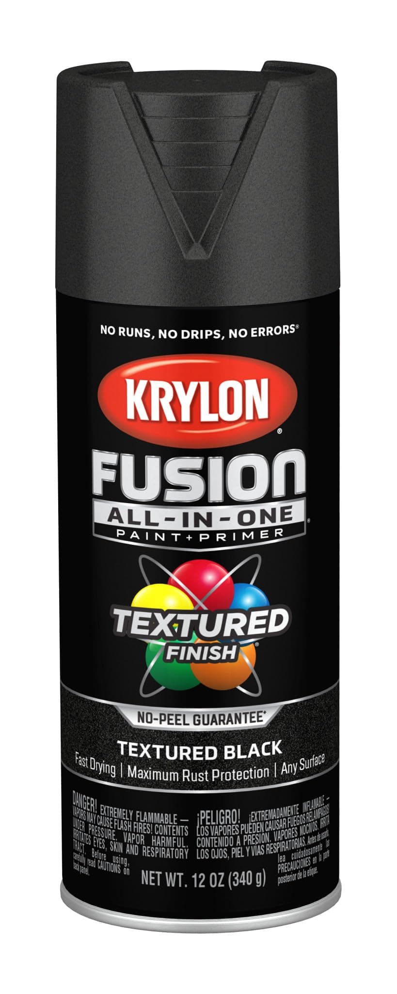 12 oz K02776007 Black Fusion All-In-One Paint & Primer Spray Paint, Textured