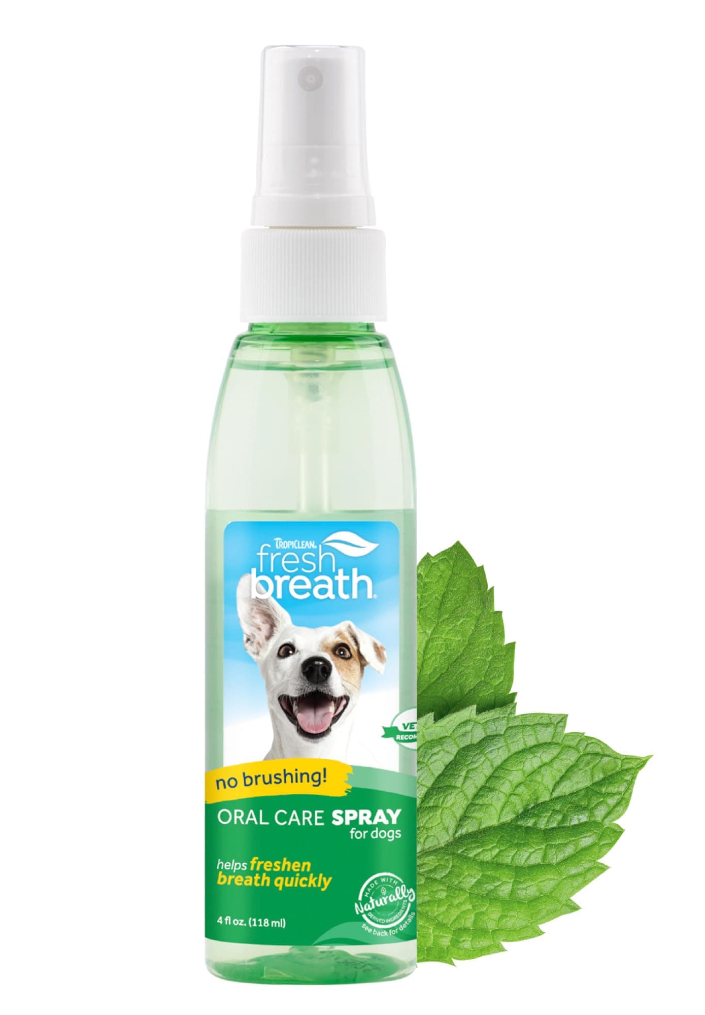 TropiClean Fresh Breath Oral Care Spray for Dogs & Cats | Dog Breath Spray | Mint Breath Freshener | Pet Bad Breath Treatment | Made in The USA | 4 oz