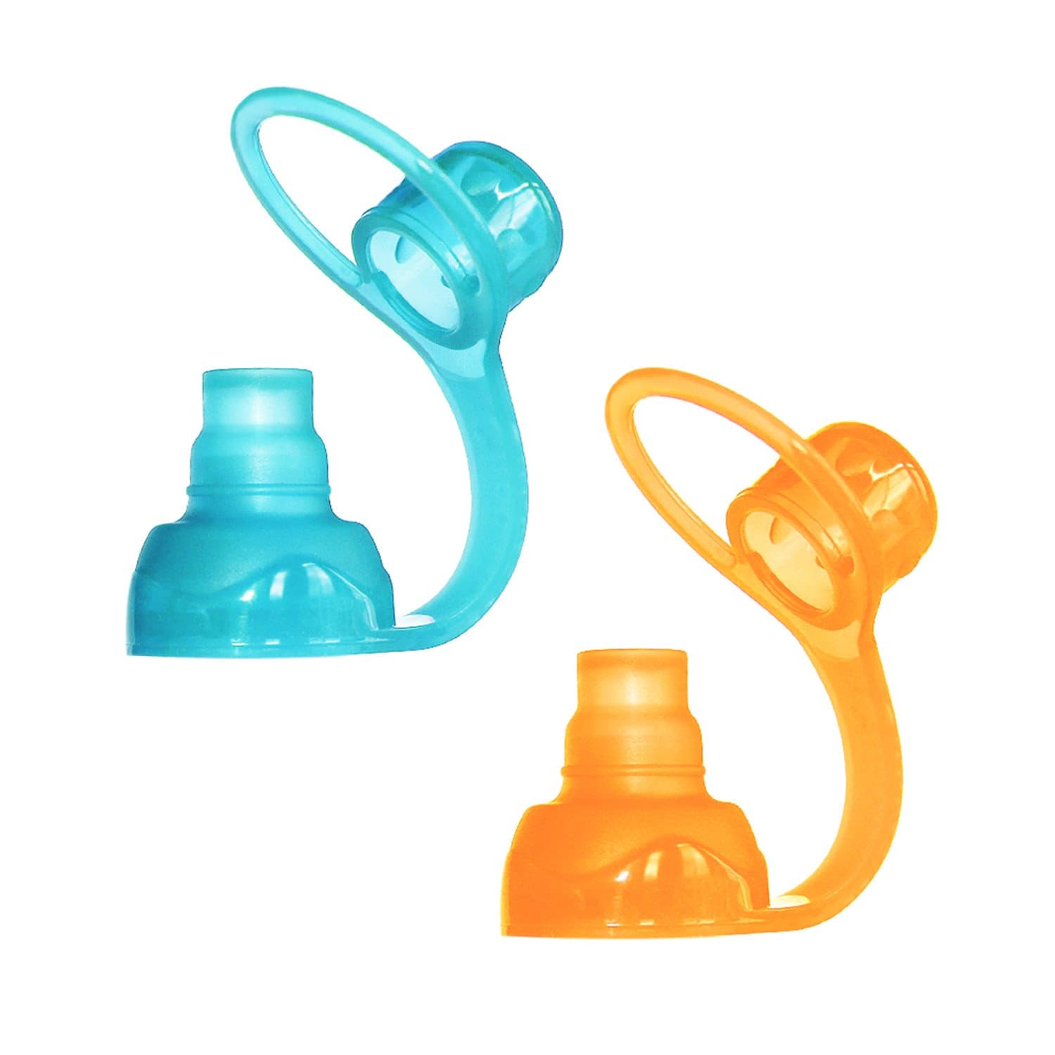 ChooMee SoftSip Food Pouch Top | No-Spill Flow Control Topper | Protect Gums | Baby Led Weaning | BPA Silicone Reusable Spout | 2CT Orange Aqua