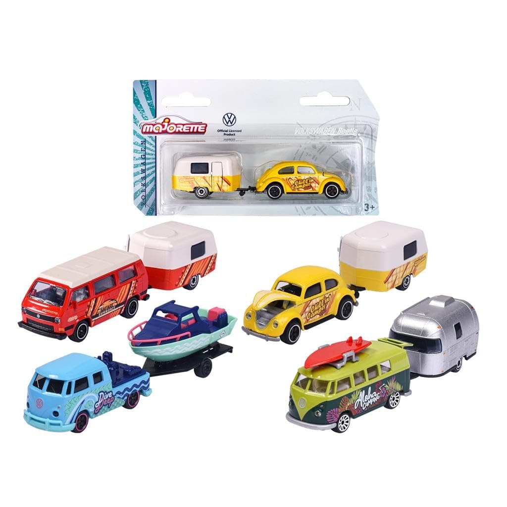 Volkswagen The Originals Trailers with Metal Parts, Scale 1:64, Officially Licensed VW, You Will Receive 1 of 4 Models Vehicles + VW Trailers (Randomly Sent)(3467452065464)