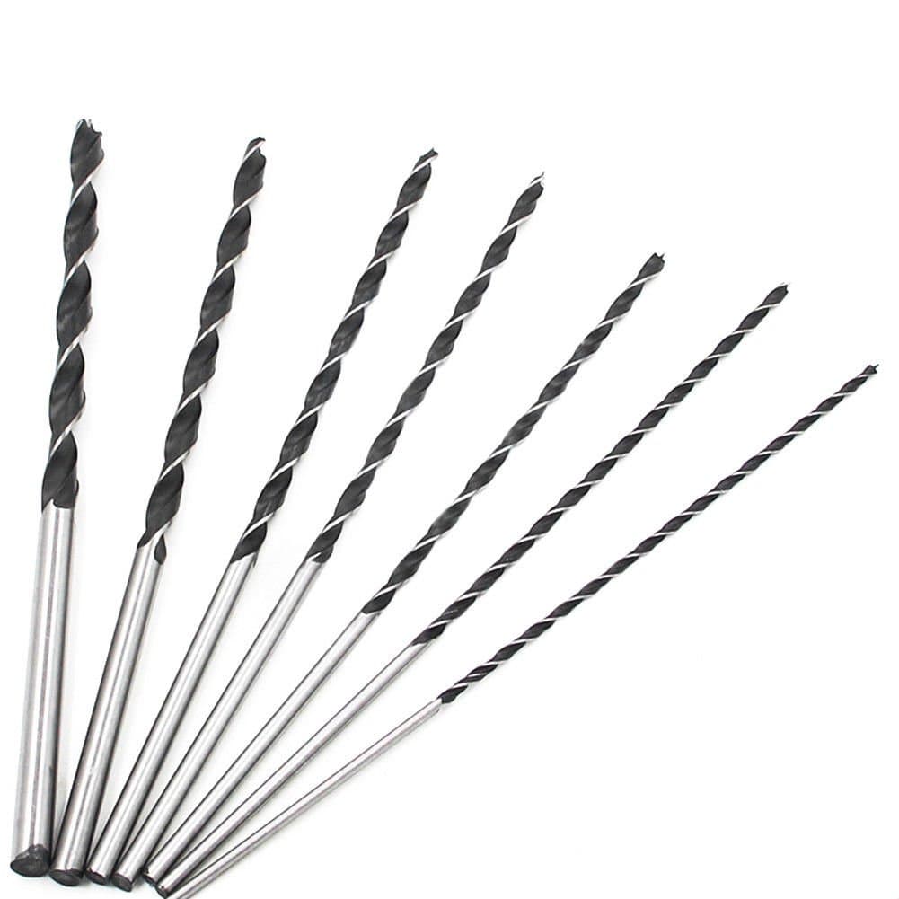 NUZAMAS 300mm Extra Long Twist Drill Bits, Set of 7 Hardened High Carbon Steel Tools 4-10mm for Wood Hole Cutter Drilling