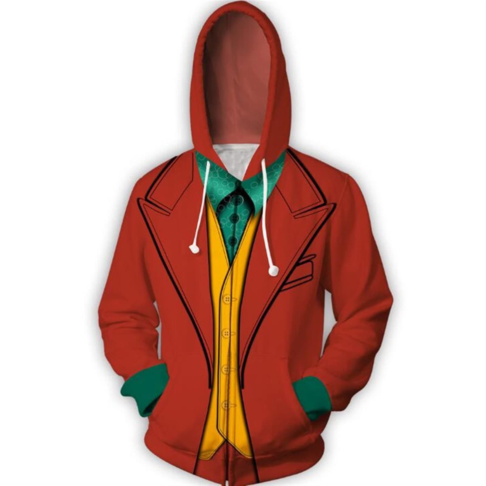 2019 Movie Eric Border Jack Napier Joaquin Phoenix Arthur Fleck Cosplay Costumes Sweatshirt Hoodie Jacket Coat Cosplay Set (Color : B, Size : L)
