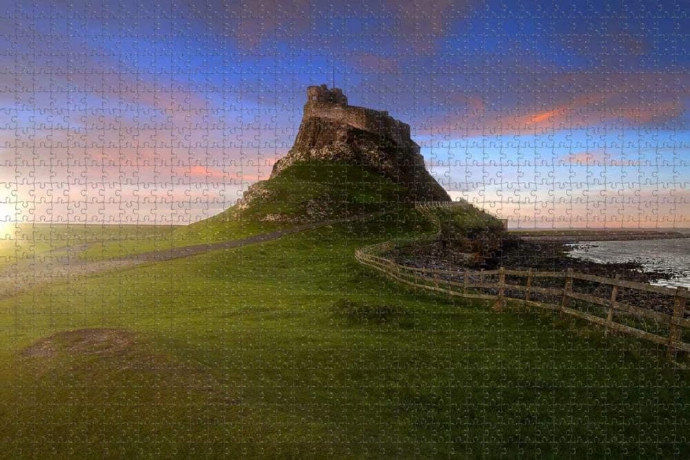 Jigsaw Puzzle for Adults UK England Berwick-Upon-Tweed Lindisfarne Castle Puzzle 1000 Piece Wooden Travel Souvenir