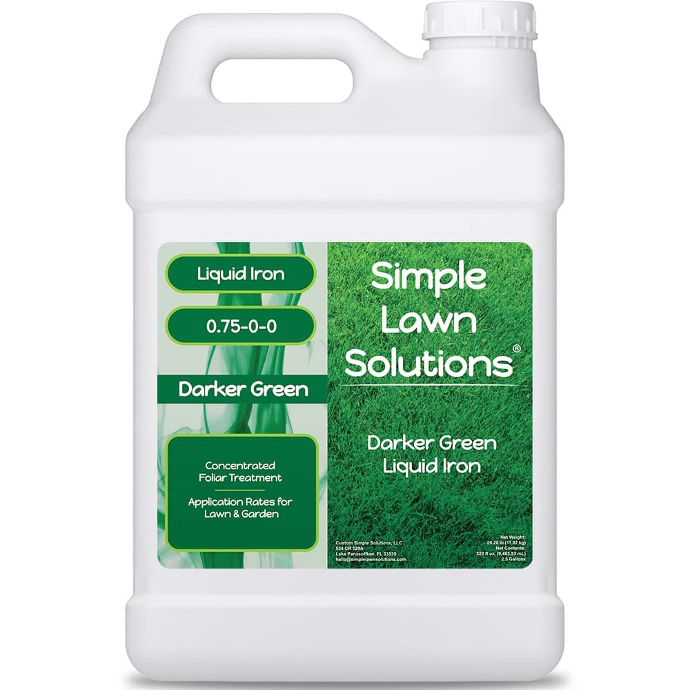 Simple Lawn SolutionsLiquid Iron Darker Green - Chelated Micronutrients - Concentrated Booster for Lawn, Indoor Plants and Outdoor Garden (2.5 Gallon)