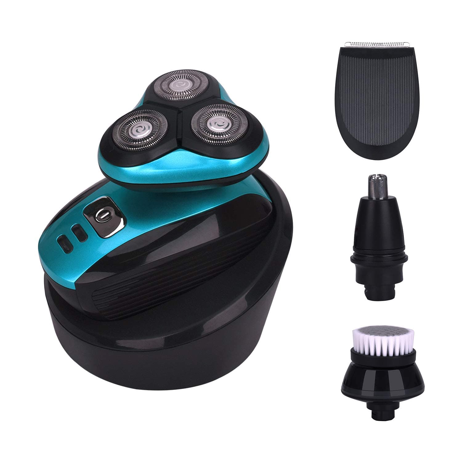 Electric Shaver Razor Wet&Dry Shaver Bald Head Shaver Beard Trimmer for Men 4 in 1 Trimmer Grooming Kit Nose Hair Trimmer Facial Cleansing Brush Waterproof USB Rechargeable