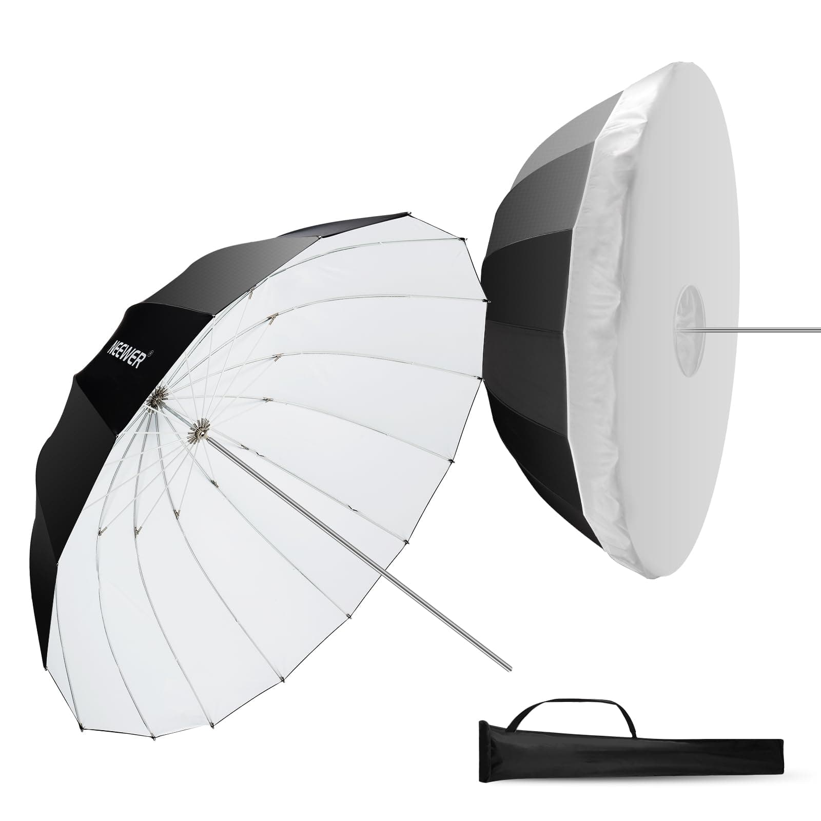 NEEWER 65"/165cm Parabolic Reflective Umbrella Photography with White Inner, Soft Lighting with Diffuser Cover, Bag, Quick Fold for Camera Photo Studio Video Light Shooting Monolight Flash, NS3U