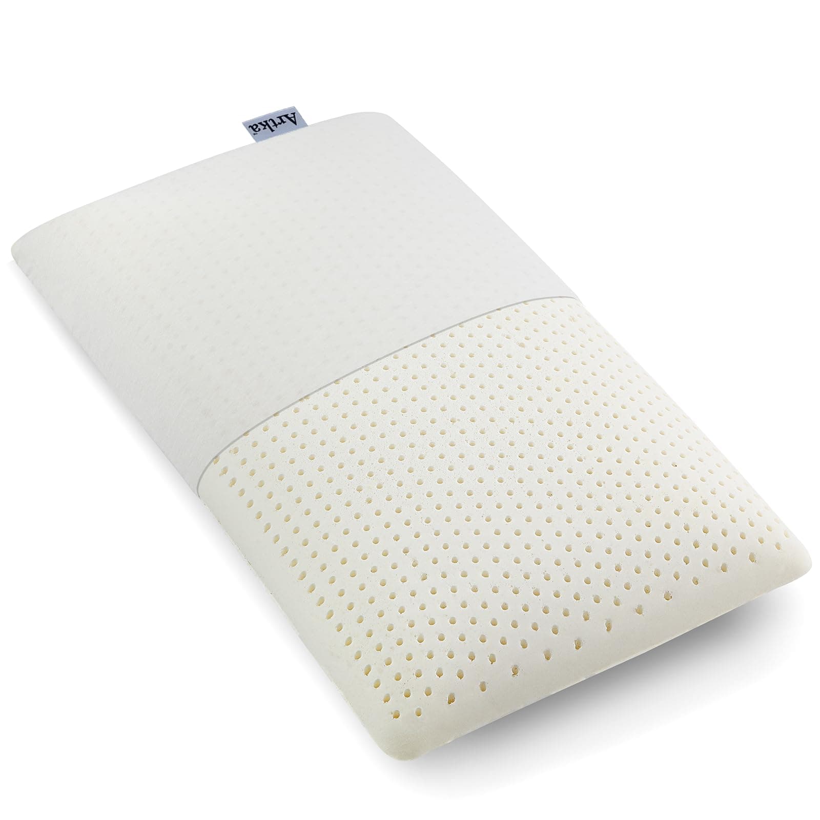 Artka Talalay 100% Natural Latex Pillow, Soft Bed Pillow for Sleeping with Removable Cotton Pillowcase, Premium Standard Size Sleeping Pillow Helps Relieve Pressure, No Memory Foam Chemicals
