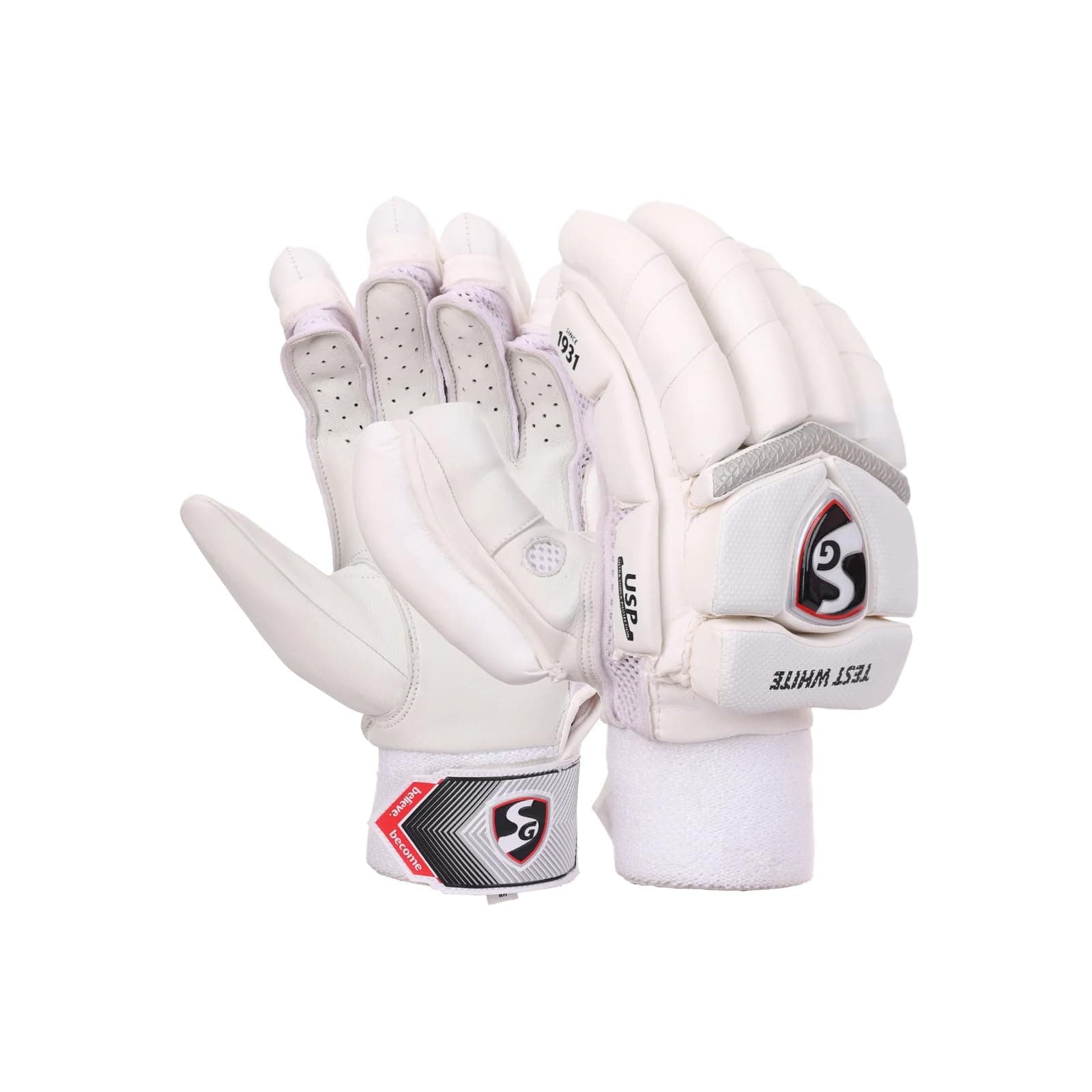 Test White Cricket Batting Gloves Mens Size (Right)