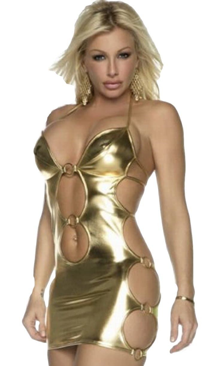 Vinyl Babydoll with G-string Gold