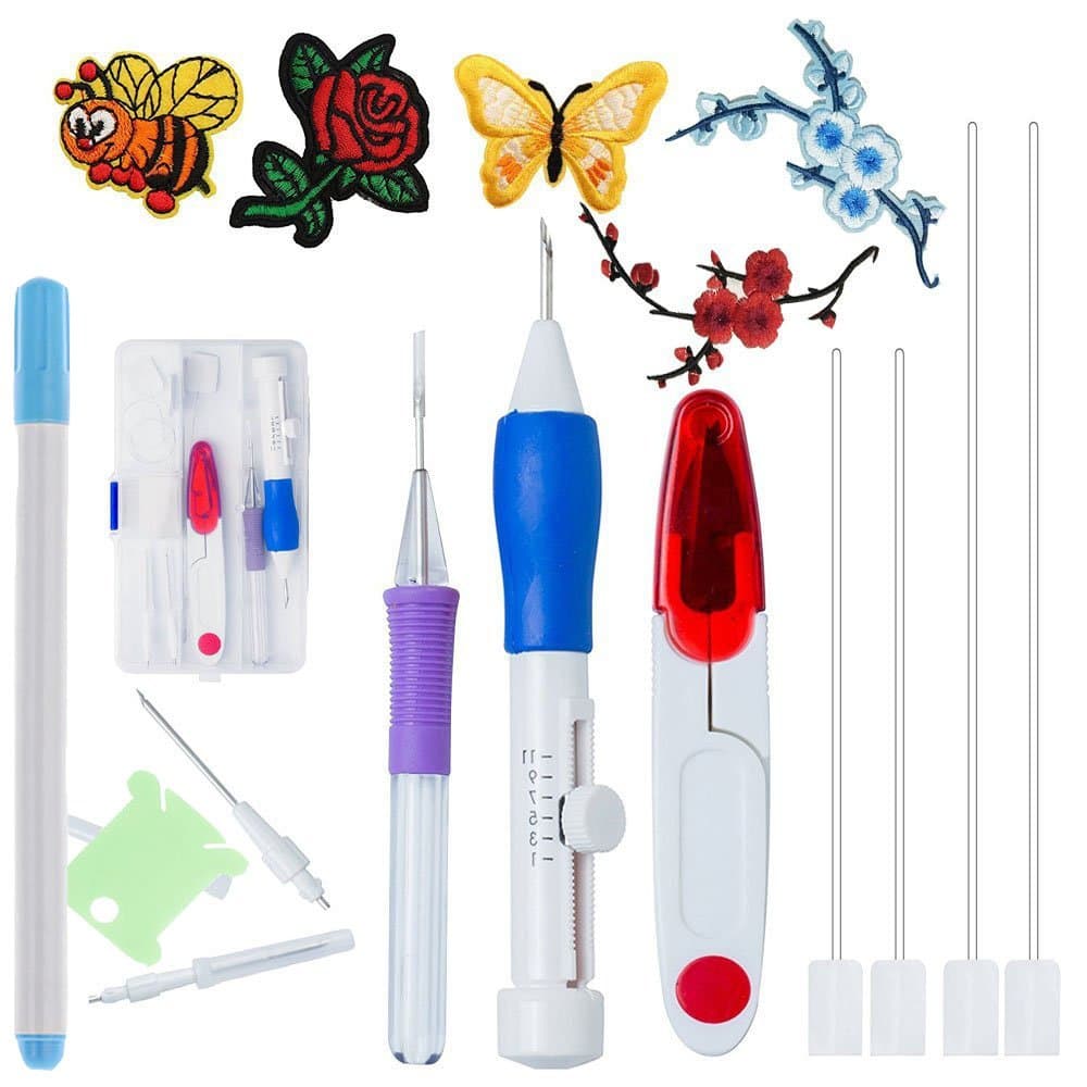 Full Range of Magic Embroidery Pen Punch Needle - Magic Embroidery Pen Set,Embroidery Patterns Punch Needle Kit Knitting Sewing Tool for DIY Threaders Sewing