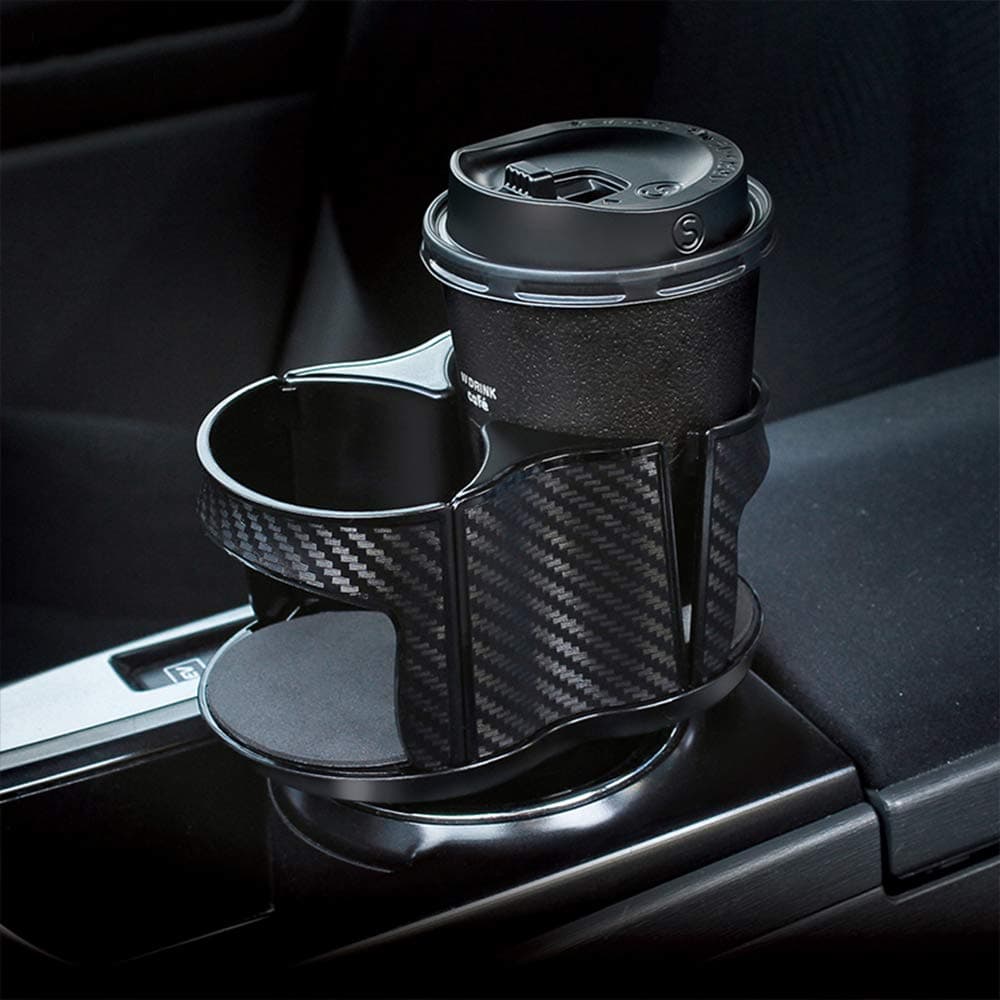 UMISKY Car Console Dual Cup Holder Expander, 2 In 1 Multifunctional 2 Cup Mount Extender, Unique Design Soft Drink Can Bottle Stand