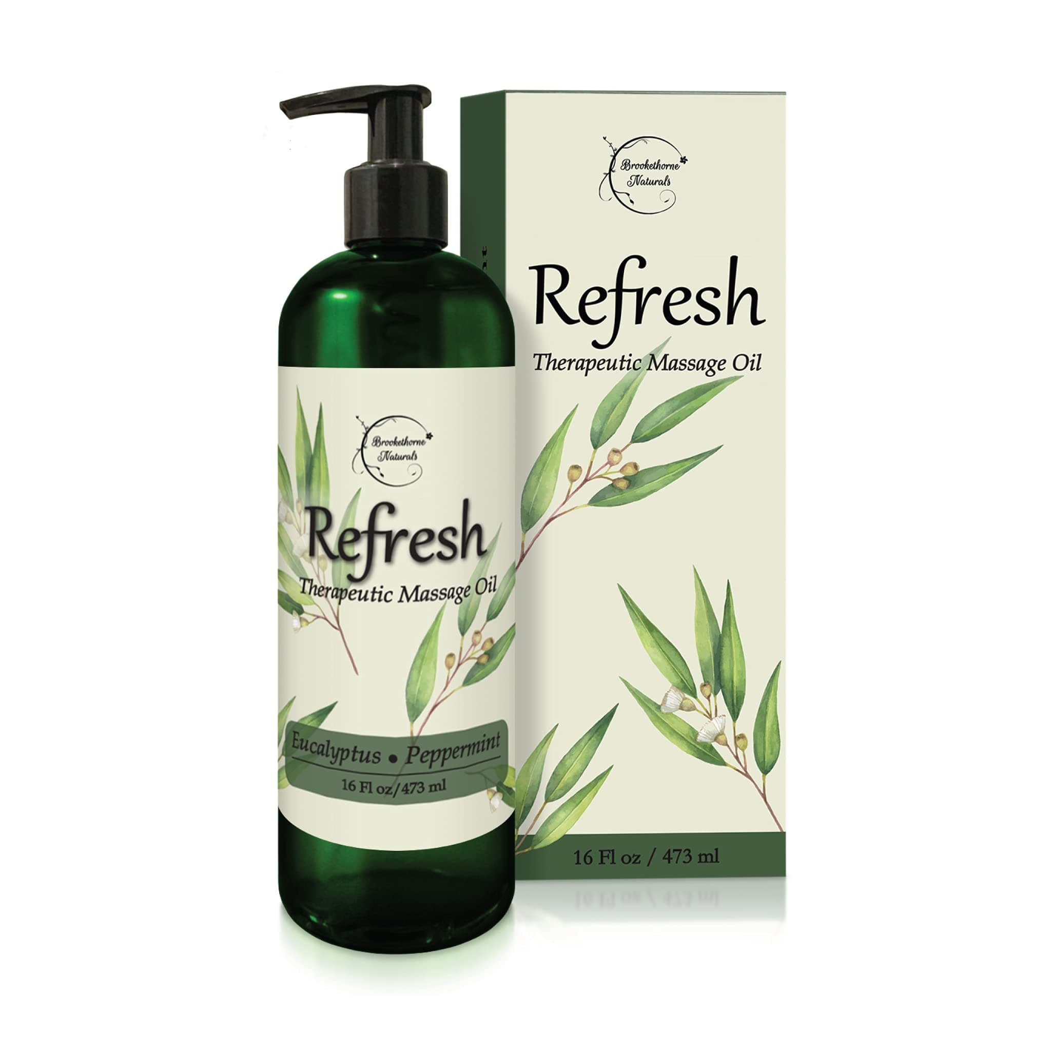 - Refresh Massage Oil for Massage Therapy with Eucalyptus & Peppermint Essential Oils - All Natural, Great for Sore Muscles. Ideal for Full Body Relaxation – Nut Free Formula 16oz