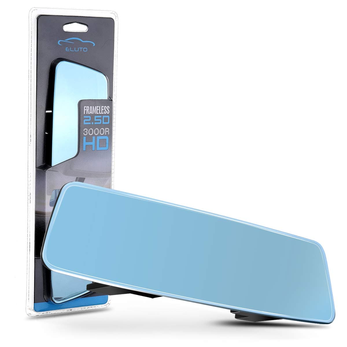 Anti-glare Rear View Mirror Wide Angle Rearview Mirror Rimless Panoramic Curve Convex HD Blue Clip On Rear View Mirror for Car SUV Van Truck 11"(280 mm)