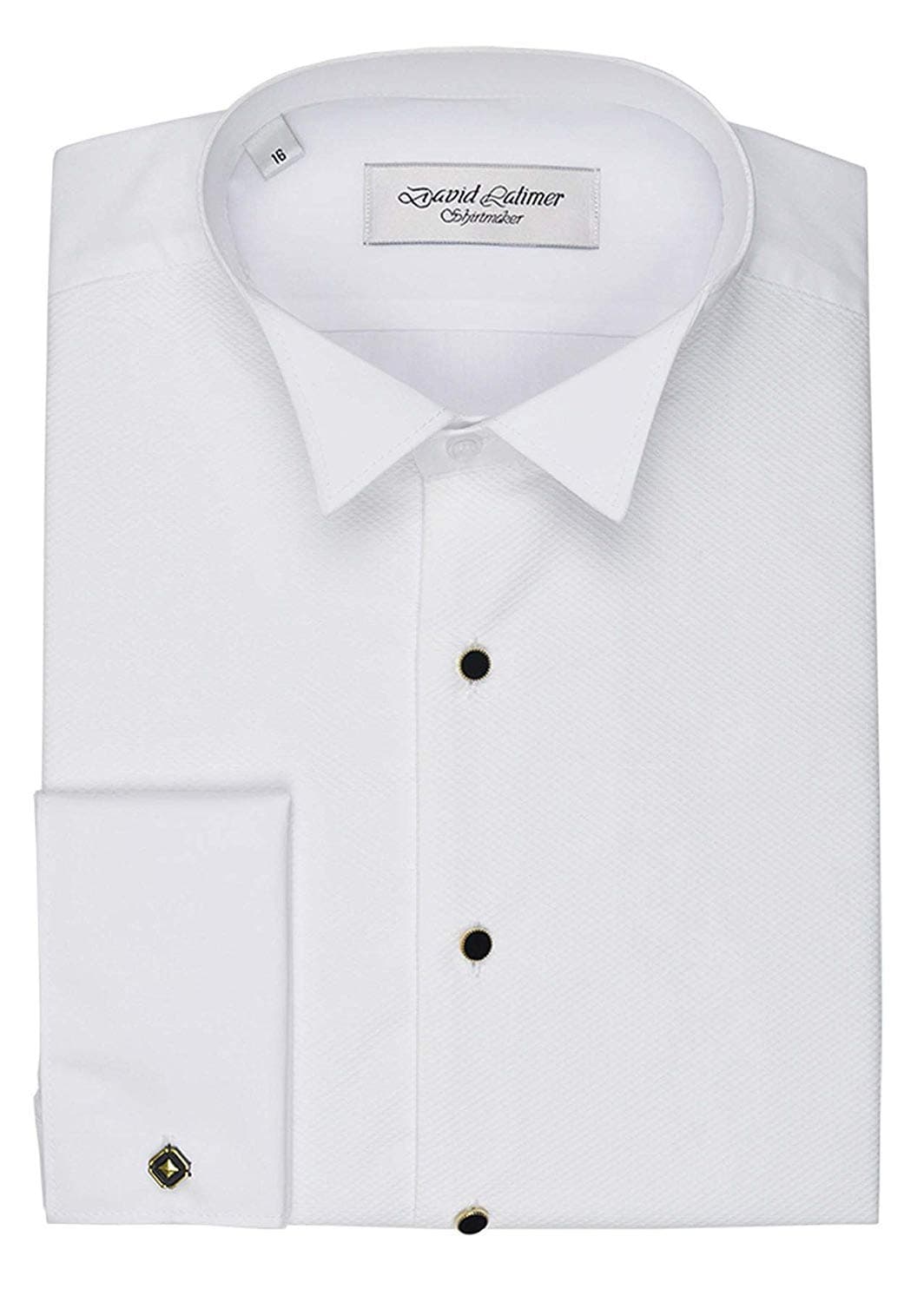 David Latimer Mens Marcella Front Wing Collar Dress Shirt in White