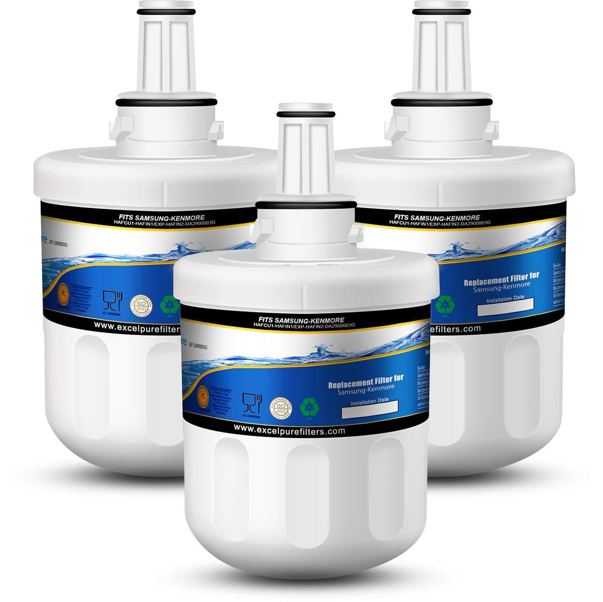 EXCELPURE DA29-00003G Refrigerator Water Filter Replacement for Samsung DA29-00003G, DA29-00003B, DA29-00003F,DA29-00003A, RSG257AARS, RFG297AARS, RS22HDHPNSR, HAFCU1 (3 PACK)