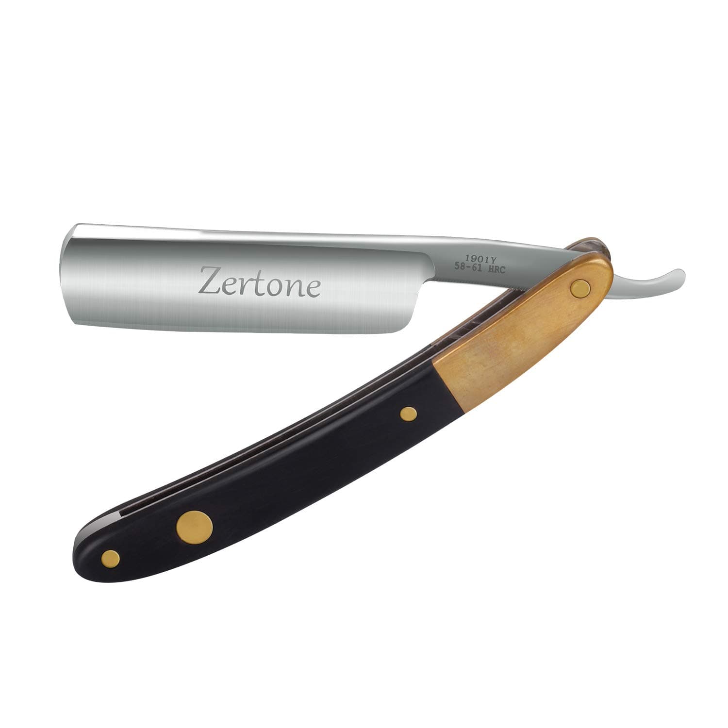 Zertone Straight Razors for Men Wood and Metal Combination Scale - Sharp, Carbon Steel Cutthroat Straight Edge Blade (Gold and Black)