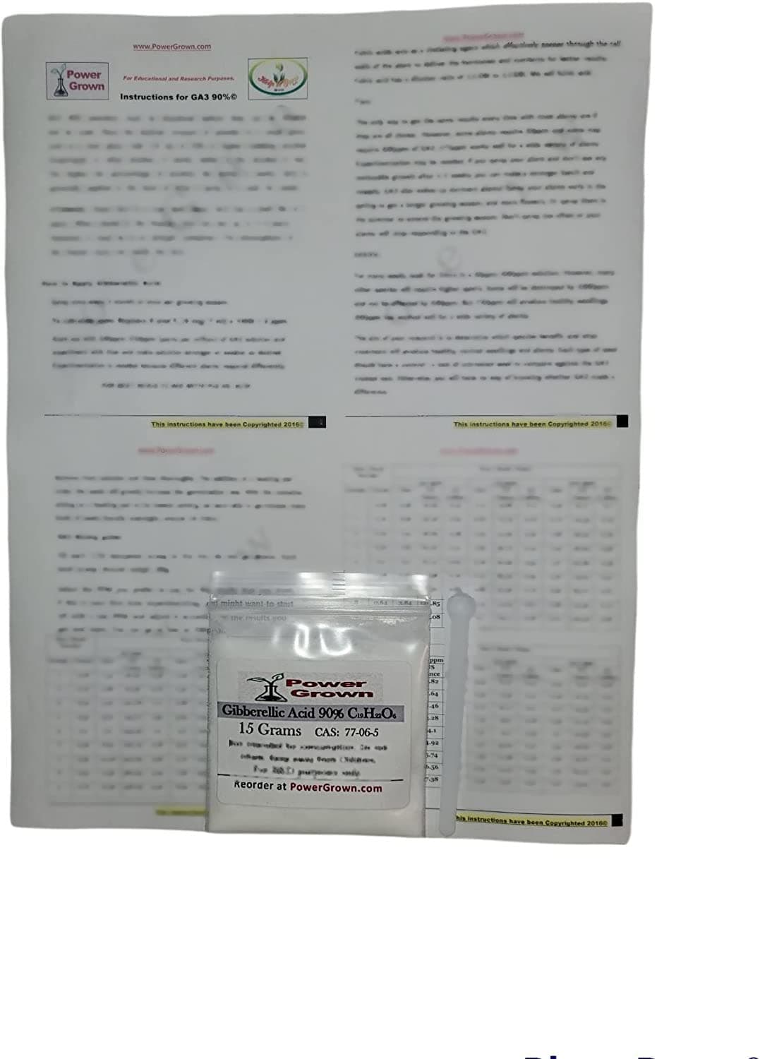 Gibberellic acid 90% 15 grams w/instructions by Power Grown.