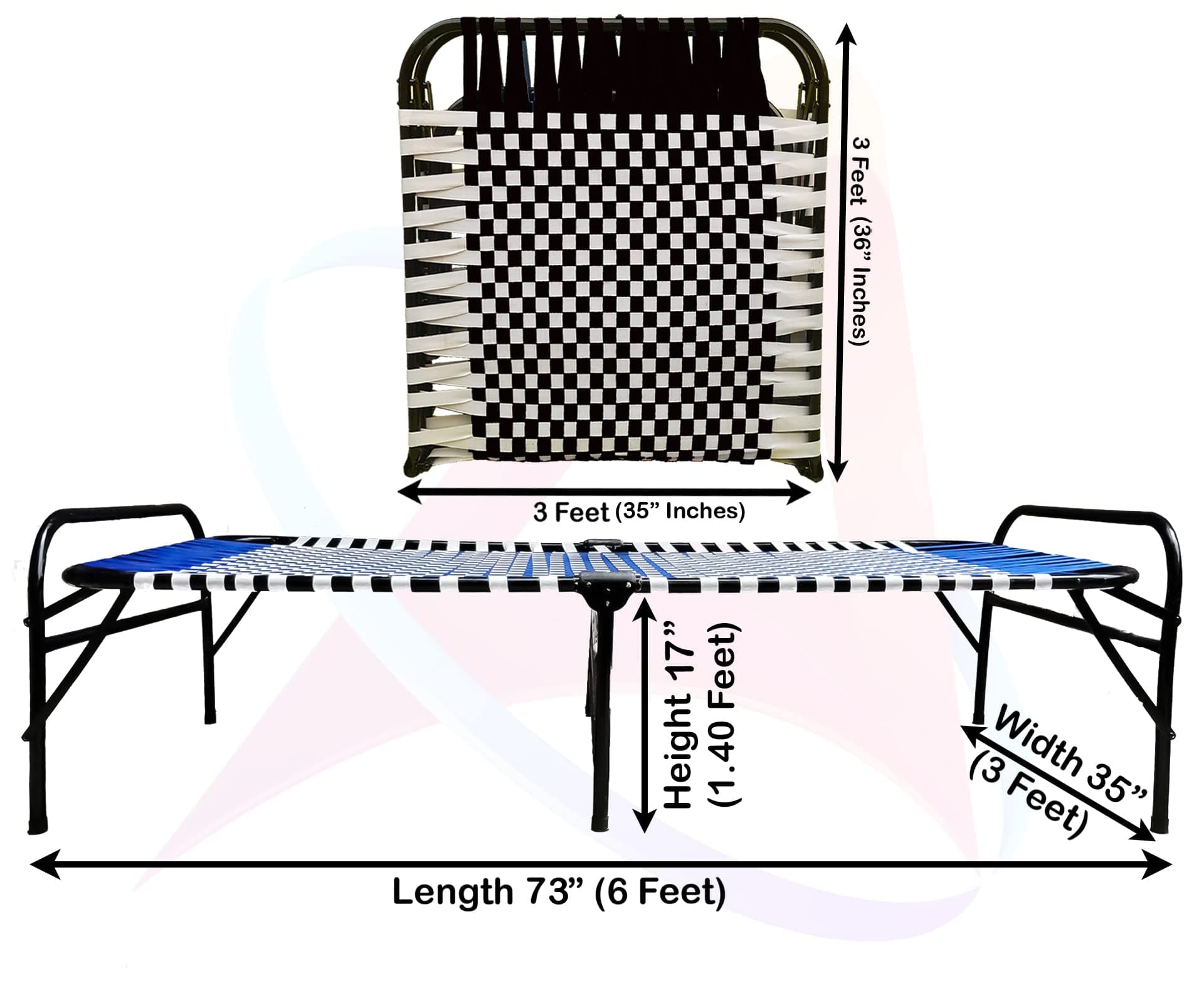 ARTEMIST Portable Single Folding Beds Space Saving Heavy Duty Foldable Beds Frame/khat Cot for Sleeping Beds Sturdy Metal Beds Frame Space Saving Design 3X6 feet (Black Classic Bed)