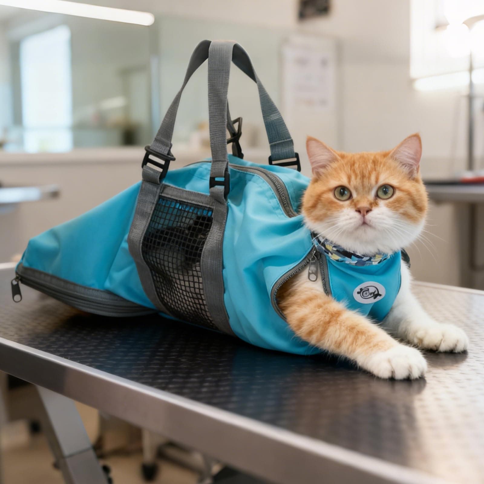 Cinf Cat Nail Clipping Cleaning Grooming Restraint Bag No Scratching Biting for Bathing Nail Trimming Injecting Examining(Blue,M)