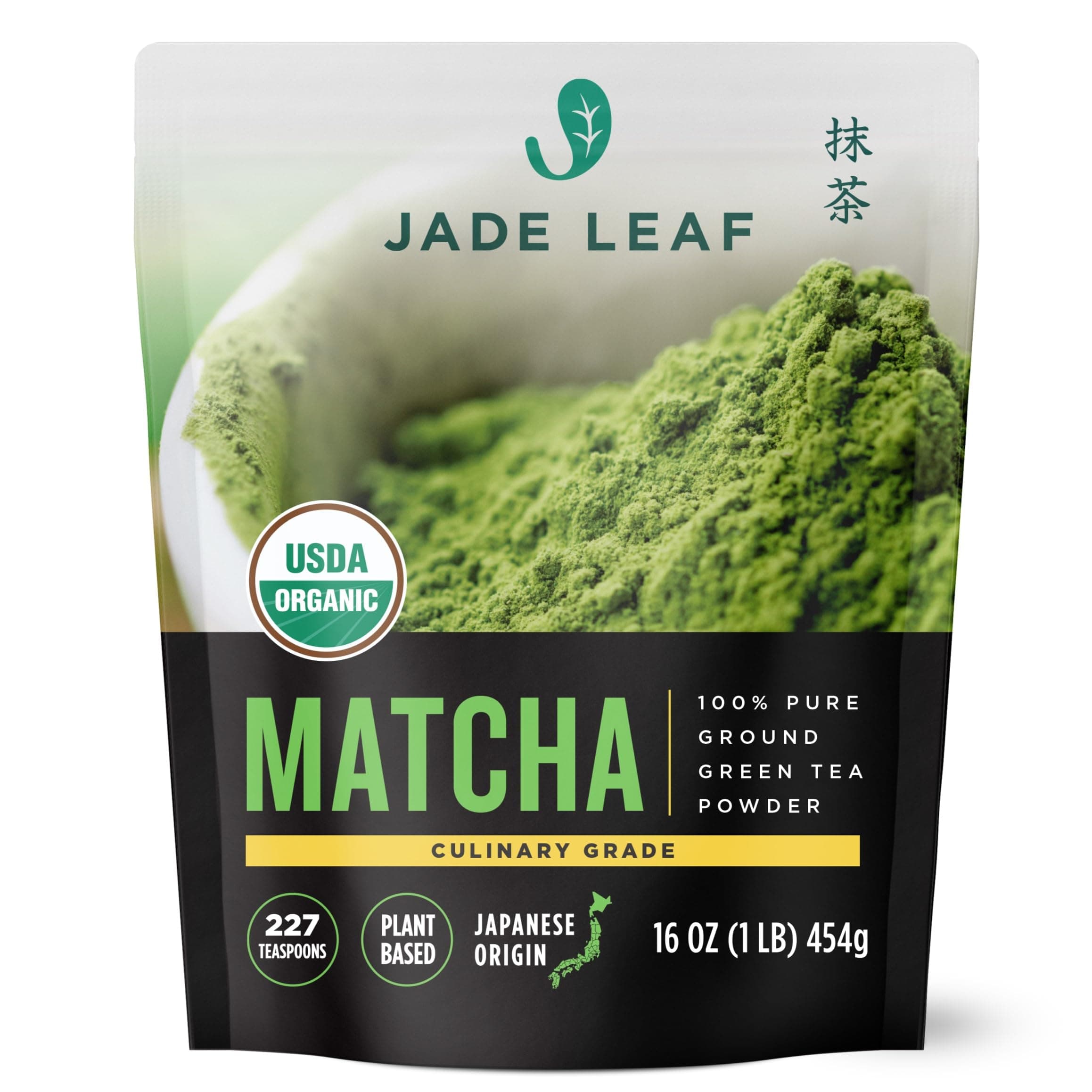 Jade Leaf Matcha Organic Culinary Grade Matcha Powder - Japanese Green tea for Baking, Smoothies, Lattes, and Skin Care, 454g / 16 Ounce Bulk Pouch (Pack of 1)