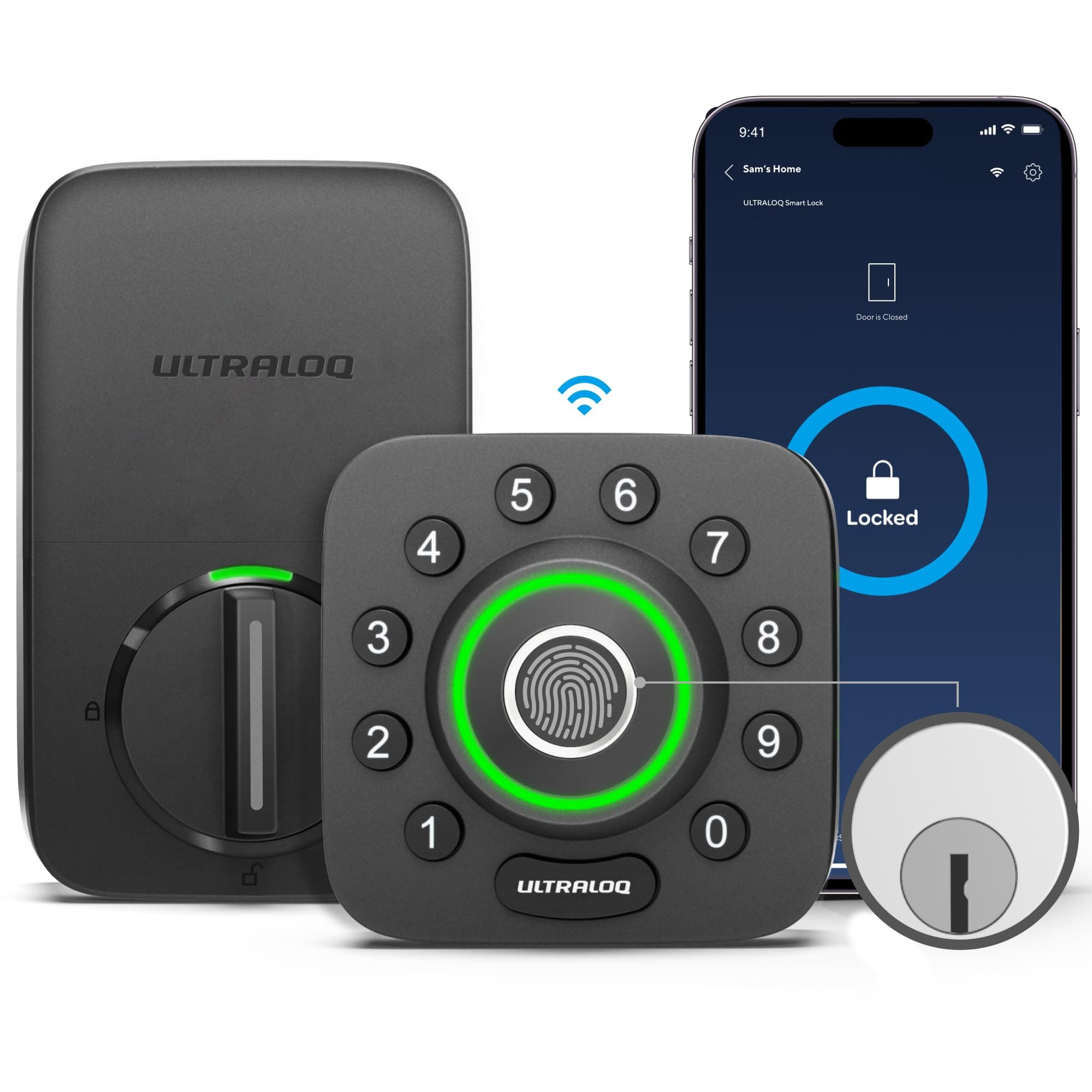 ULTRALOQ U-Bolt Pro WiFi Smart Lock With Door Sensor, 8-in-1 Keyless Entry, Fingerprint ID, App Remote Control, Auto Unlock, Door Status Alert, Deadbolt