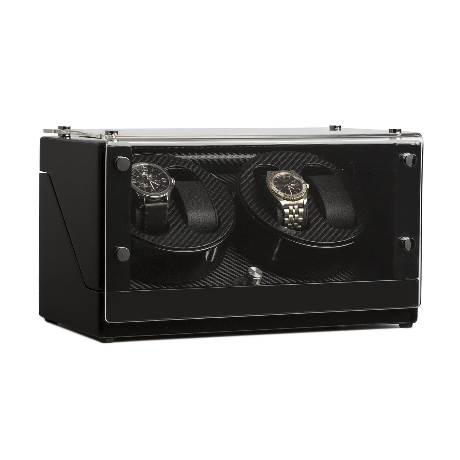 KLARSTEIN CA2PM Watch Winder Display Case for 4 Watches (Carbon-Look, 4 Programs, Universal Application, Built-In Long-Life Battery)