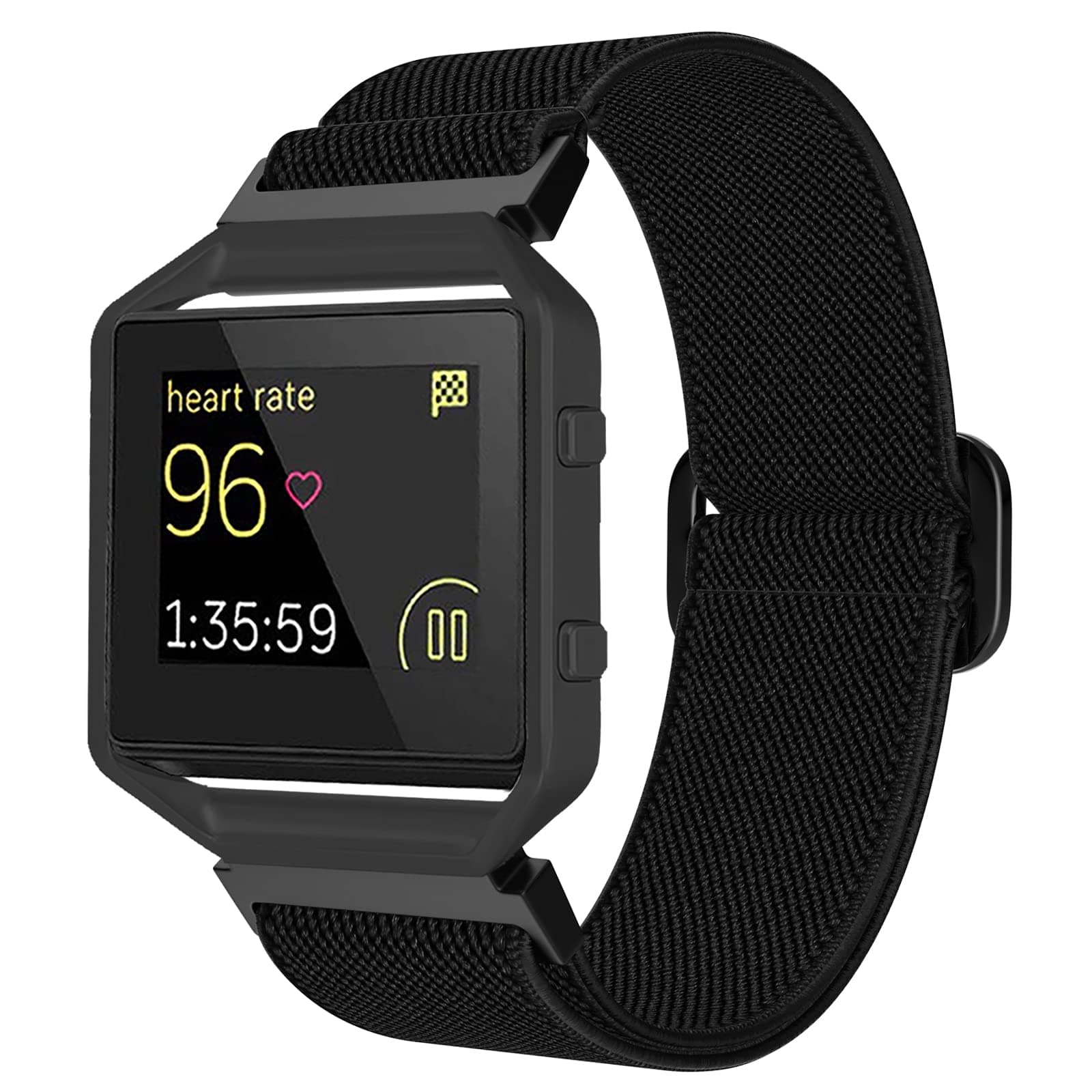 ESeekGo Elastic Bands Compatible for Fitbit Blaze Bands for Men Women, Nylon Adjustable Stretchy Loop Braided Straps with Metal Frame Compatible for Fitbit Blaze Bands for Women Men