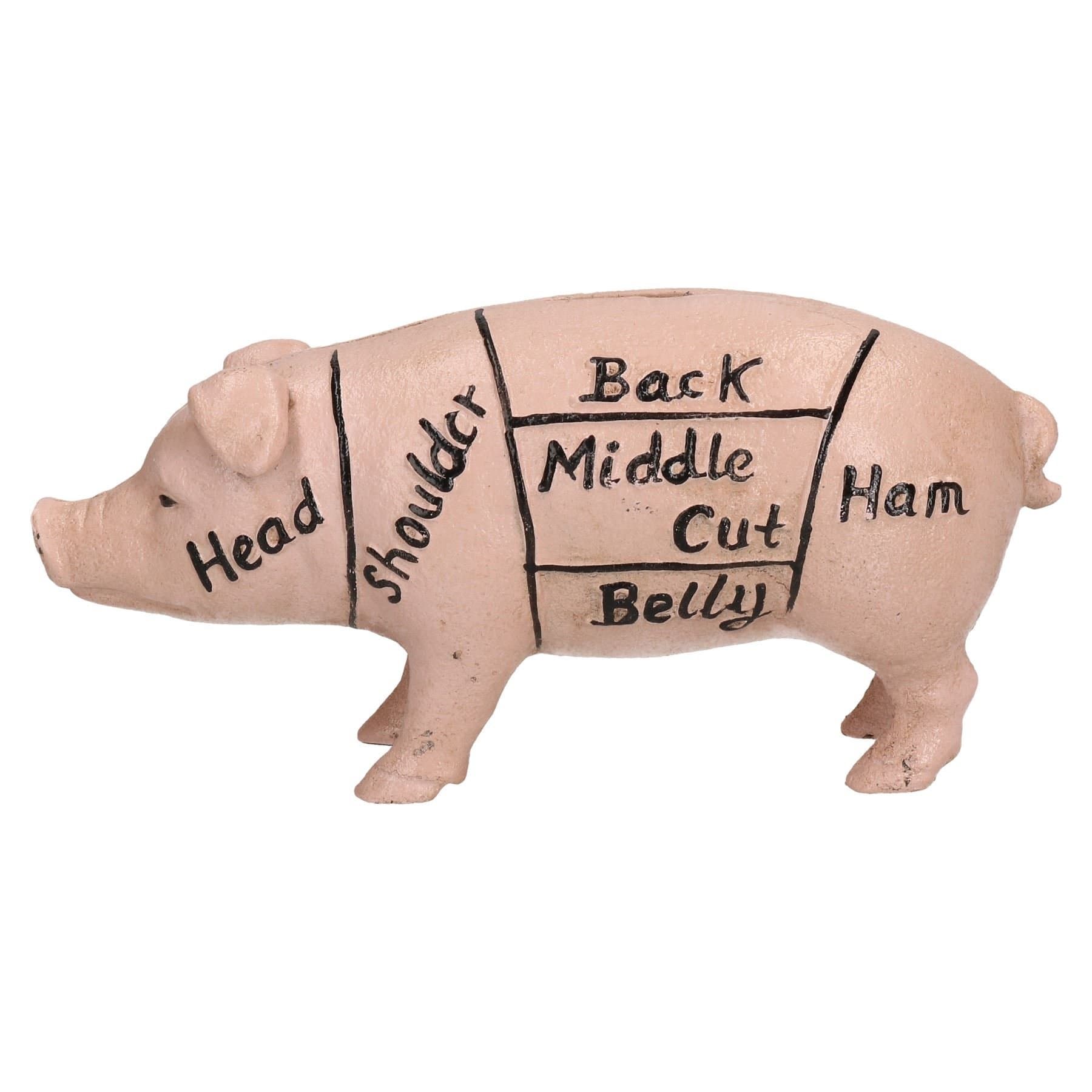 AB Tools Harrisons Hams Pig Hog Butchers Money Bank Box Cast Iron Coin Change Jar