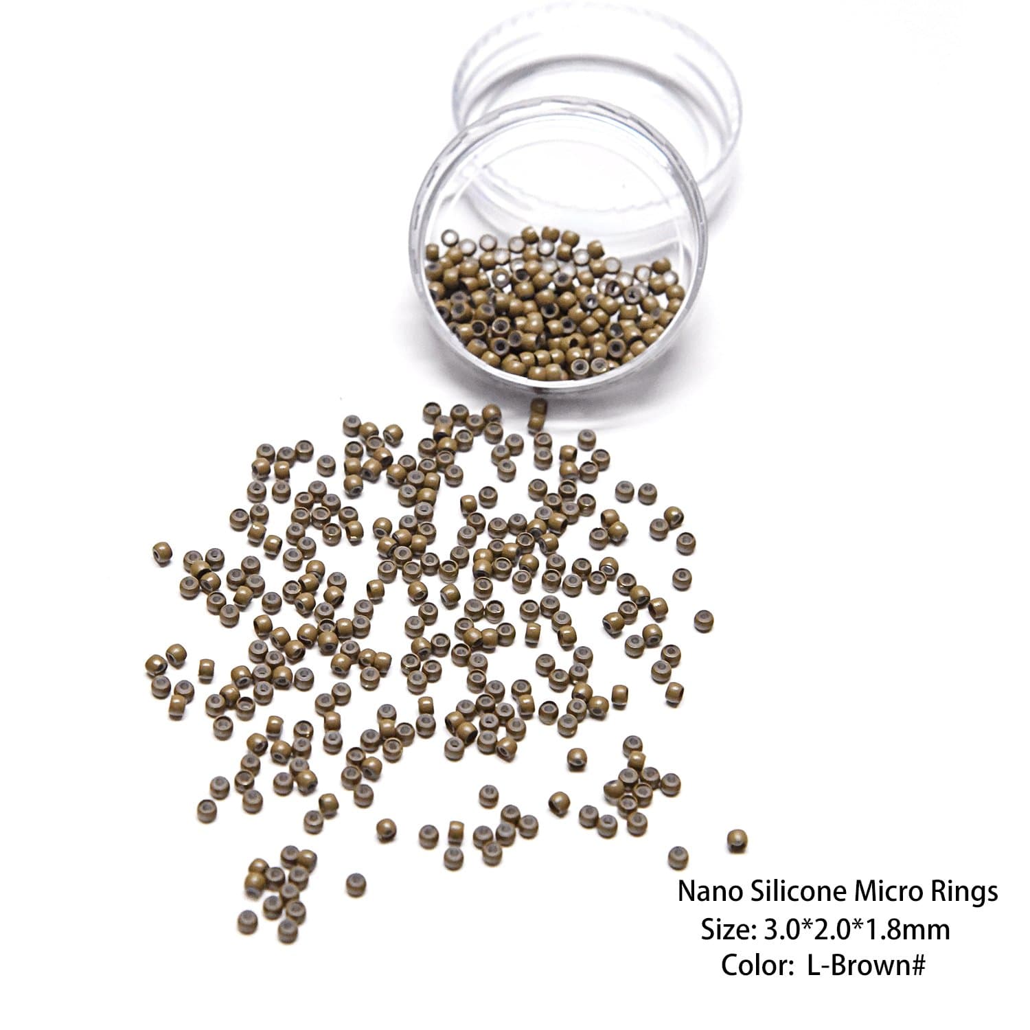 Vlasy Silicone Lined Nano Rings Beads for Nano Tip Hair Extensions Micro Nano Beads (500pcs, L.Brown)