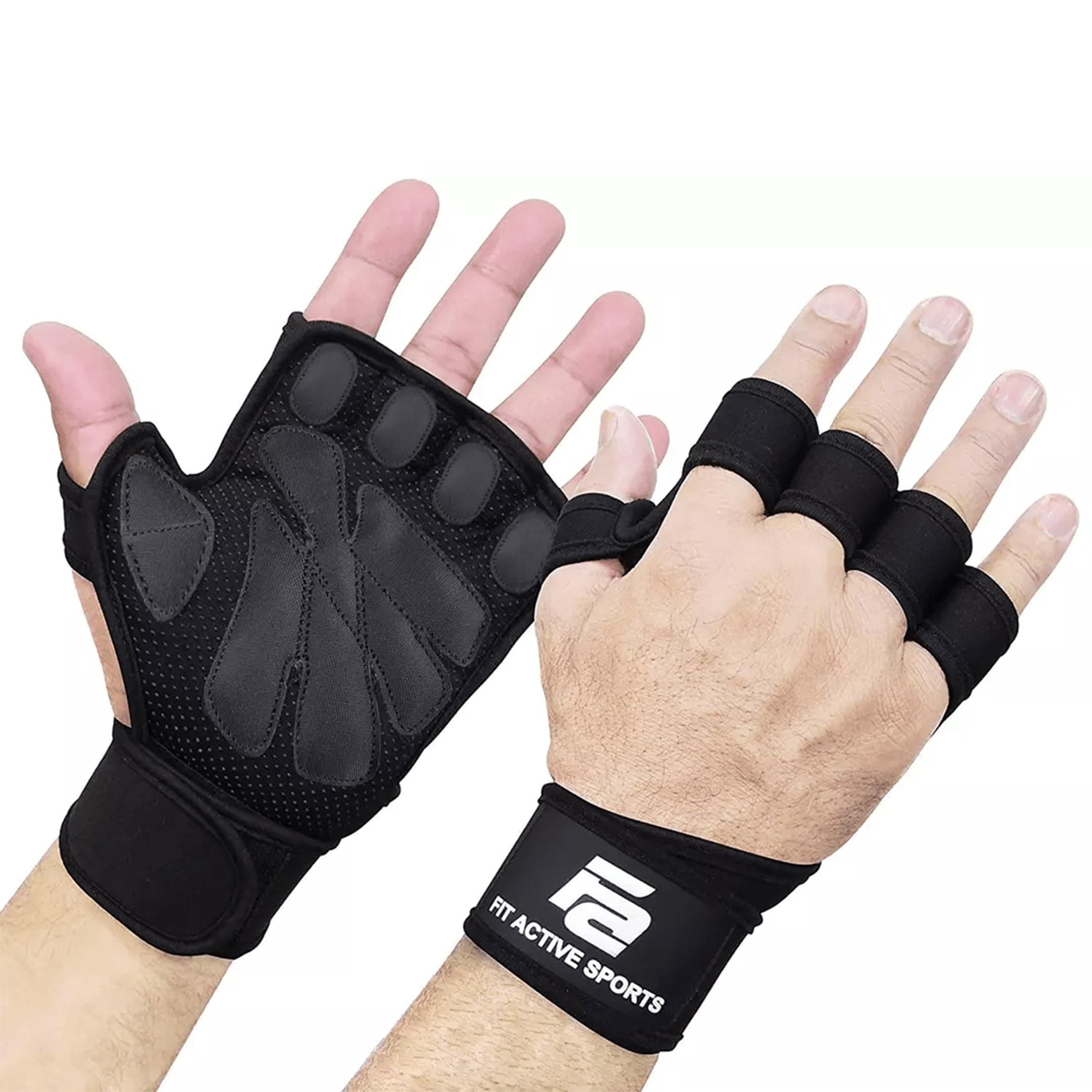 Fit Active Sports Weight Lifting Workout Gloves with Built-in Wrist Wraps for Men and Women - Gym Fitness, Cross Training, Hand Support & Weightlifting