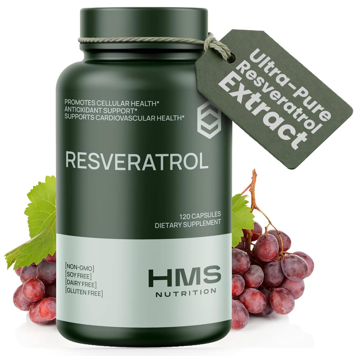 Resveratrol 1400 mg per Serving — 120 Vegan Capsules | High‑Potency Trans‑Resveratrol with Acai, Grape Seed & Green Tea | Antioxidant, Cellular & Heart Support