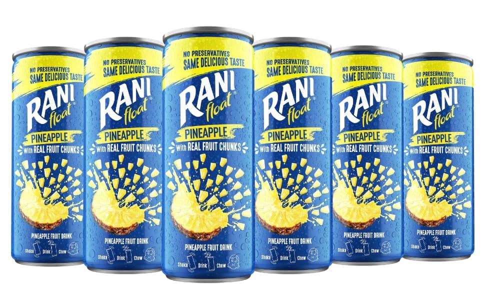 Float Pineapple Juice with Real Pineapple Chunks | Fresh Pineapple Juice with Pineapple Cubes | No Added Sugar, Rich in Vitamins - PACK OF 6 (240ml Each)