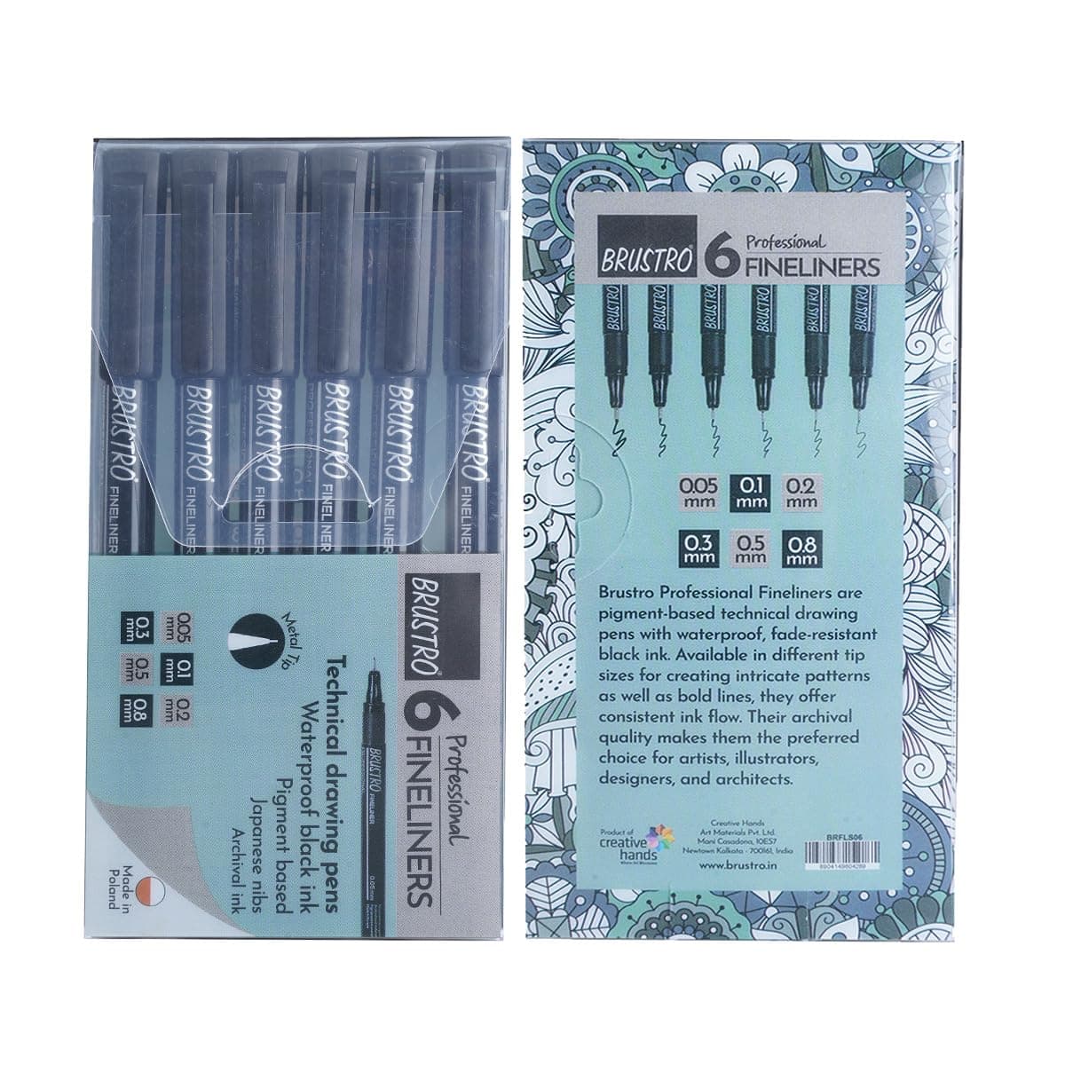 Professional Pigment Based Fineliner - Set Of 6 (Black) Set of 6 Micron pen Black, Black