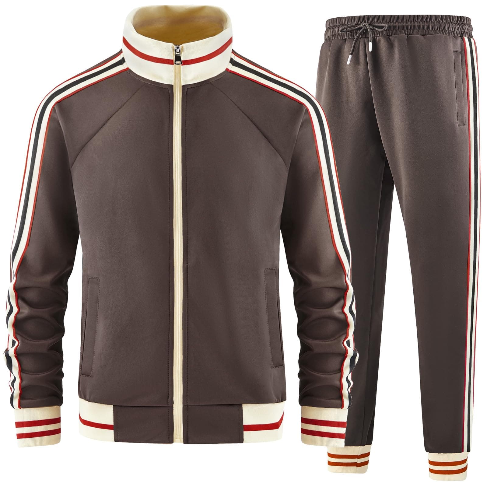 dioxoibMen Track Suits Sets Long Sleeve Full-zip Sweatsuit Active Jackets and Pants 2 Piece Outfits