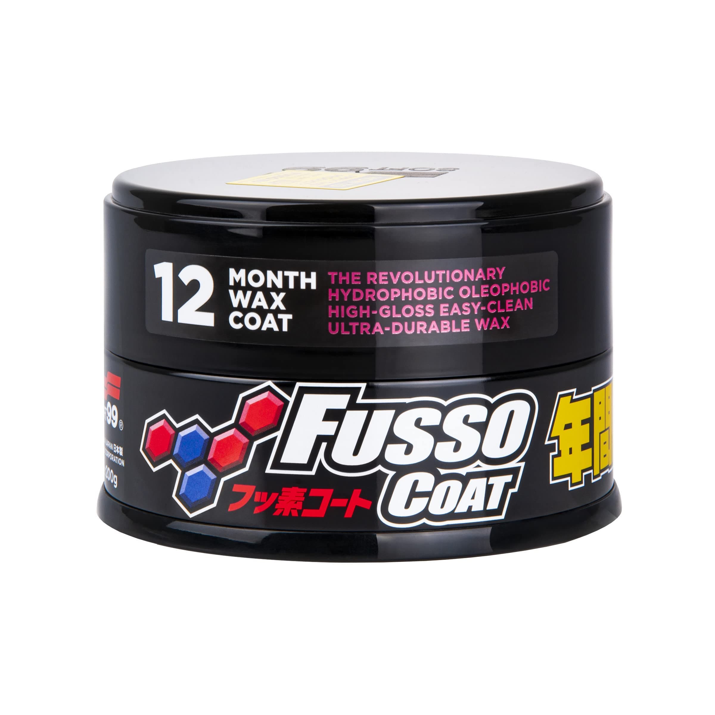 Fusso Coat 12 Months Wax Dark 200g - Hard Car Wax Polish – Auto Care Waterproof Hydrophobic Coating - Durable Paintwork Protection and High-Gloss Finish - Kit with an Applicator Pad